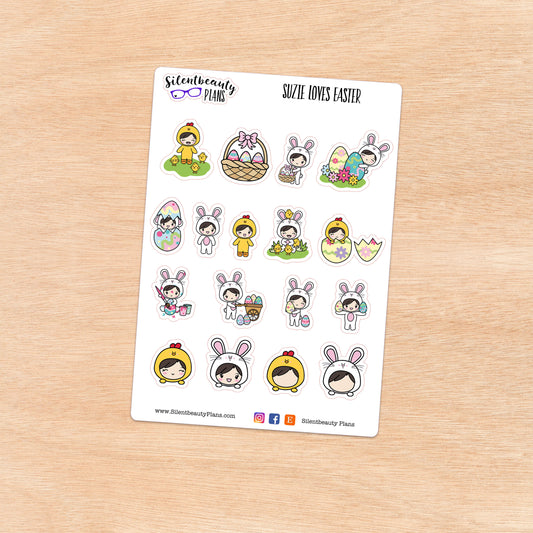 Suzie Loves Easter - Cute Girl Stickers
