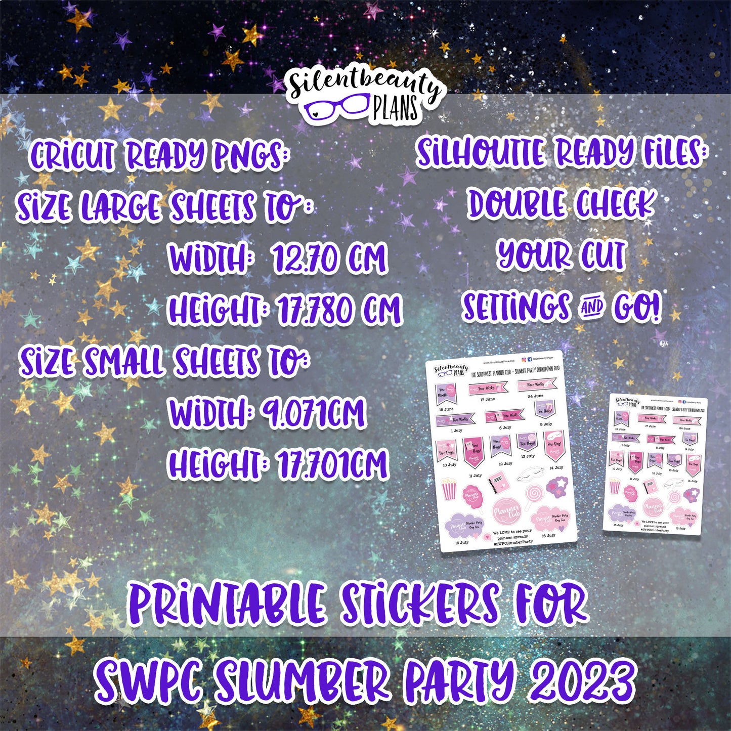 Printable SWPC 2023 Slumber Party Countdown Stickers