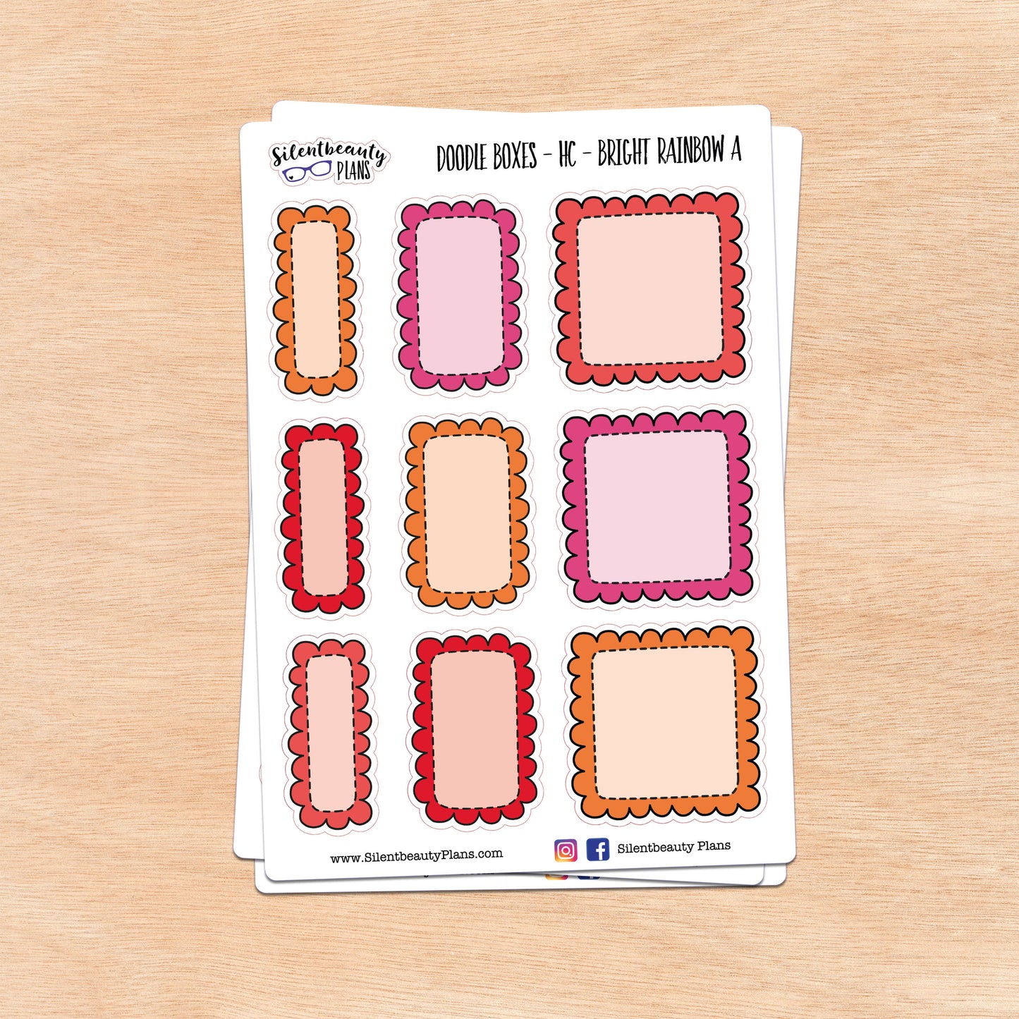 Bright Rainbow Doodle Boxes | 3 Options
