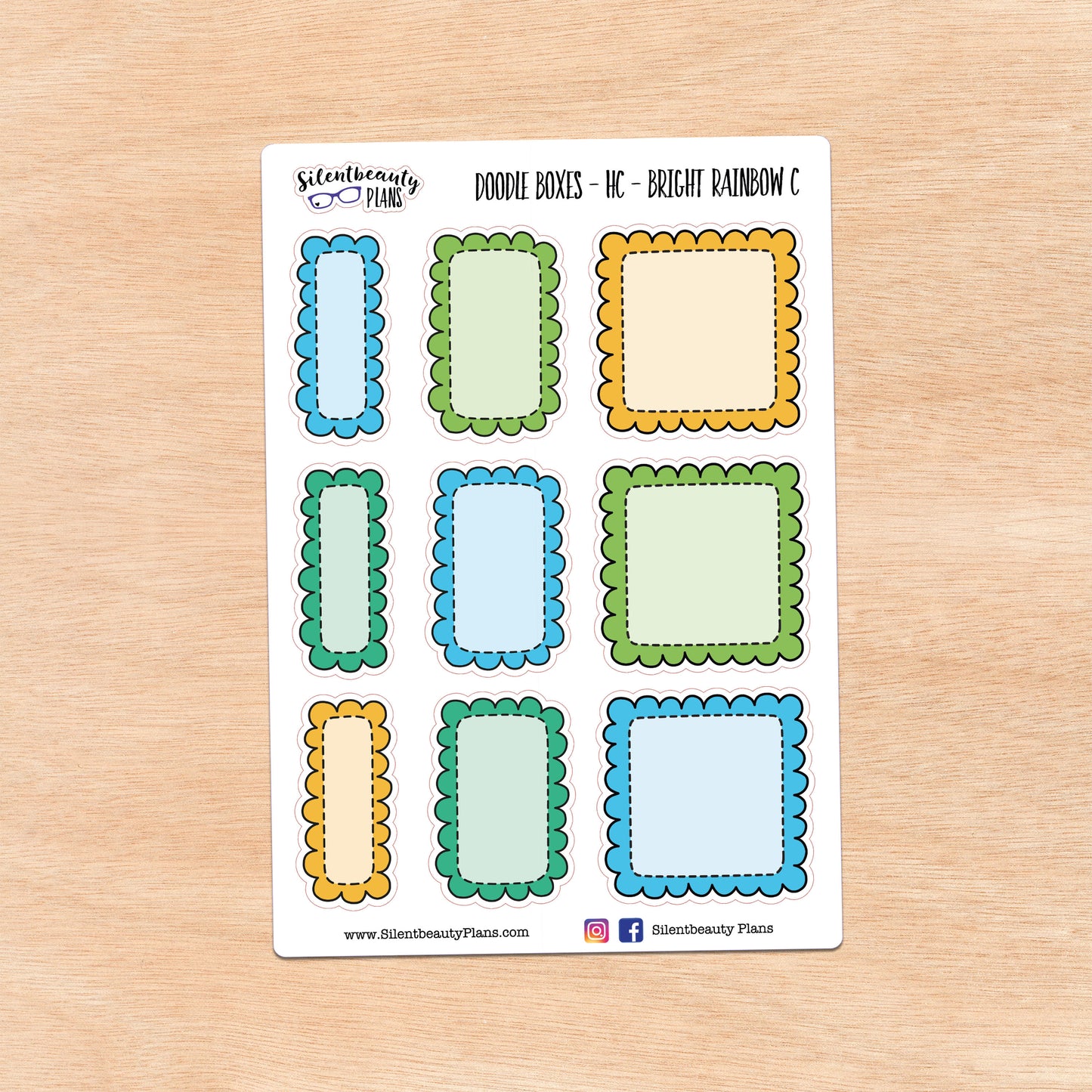 Bright Rainbow Doodle Boxes | 3 Options