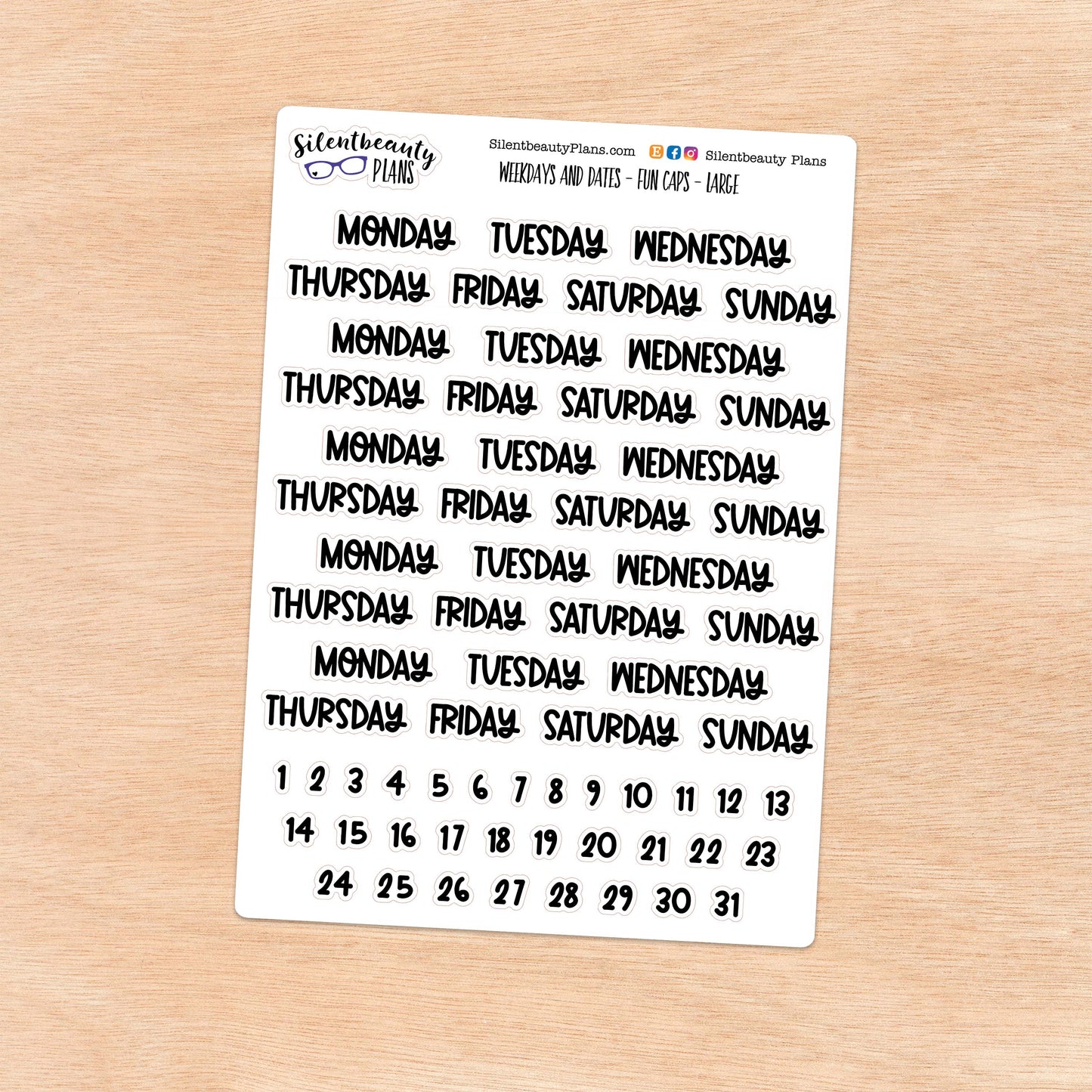 Weekdays & Dates | Fun Caps