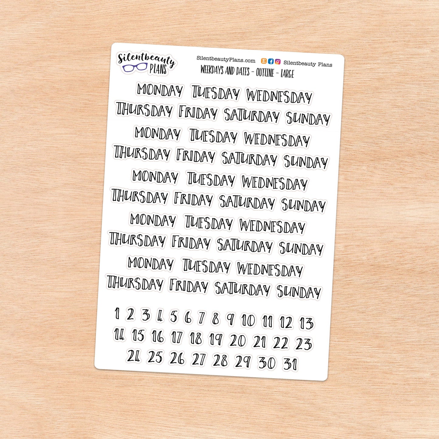 Weekdays & Dates | Outline