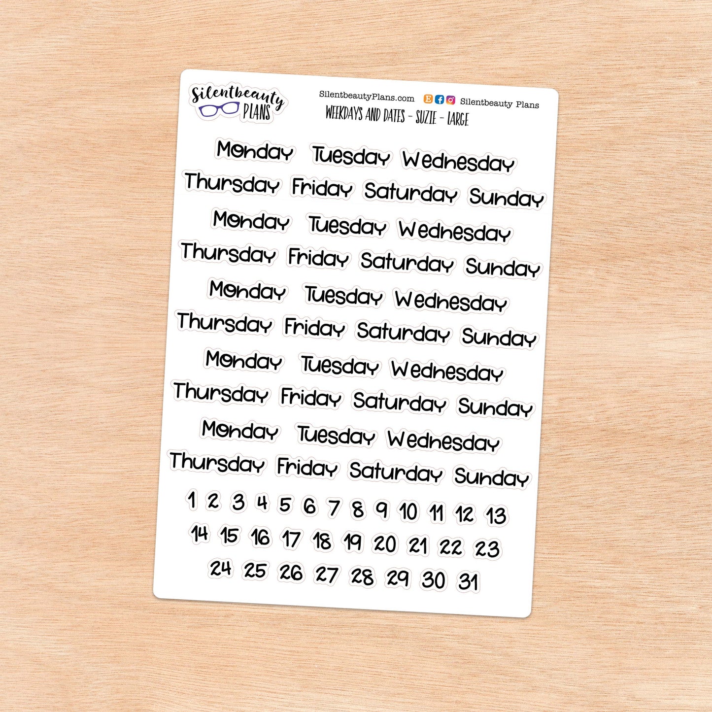 Weekdays & Dates | Suzie