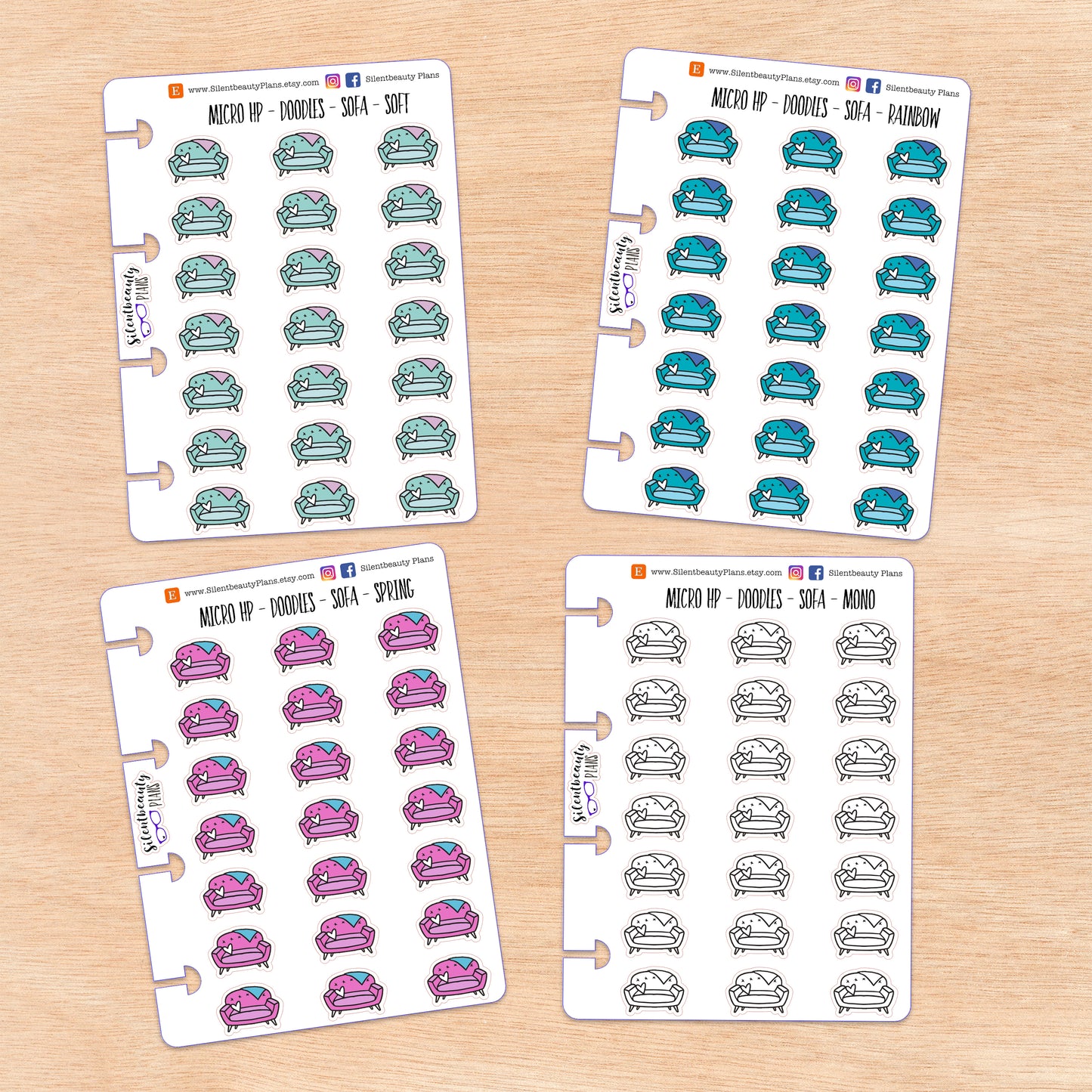 Doodle Sofa Stickers | 4 Colour Options | Micro Disc