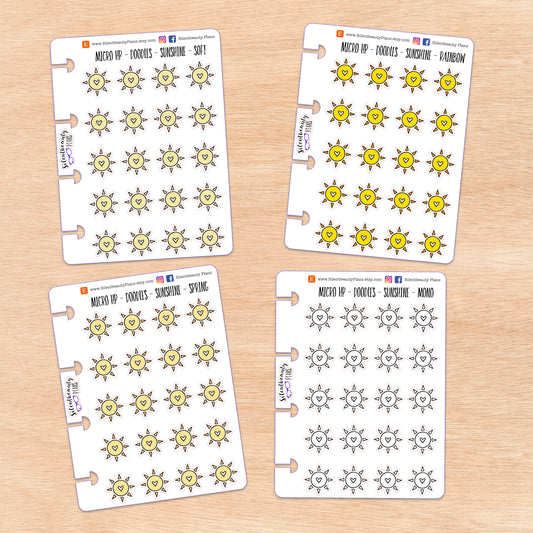 Doodle Sunshine Stickers | 4 Colour Options | Micro Disc