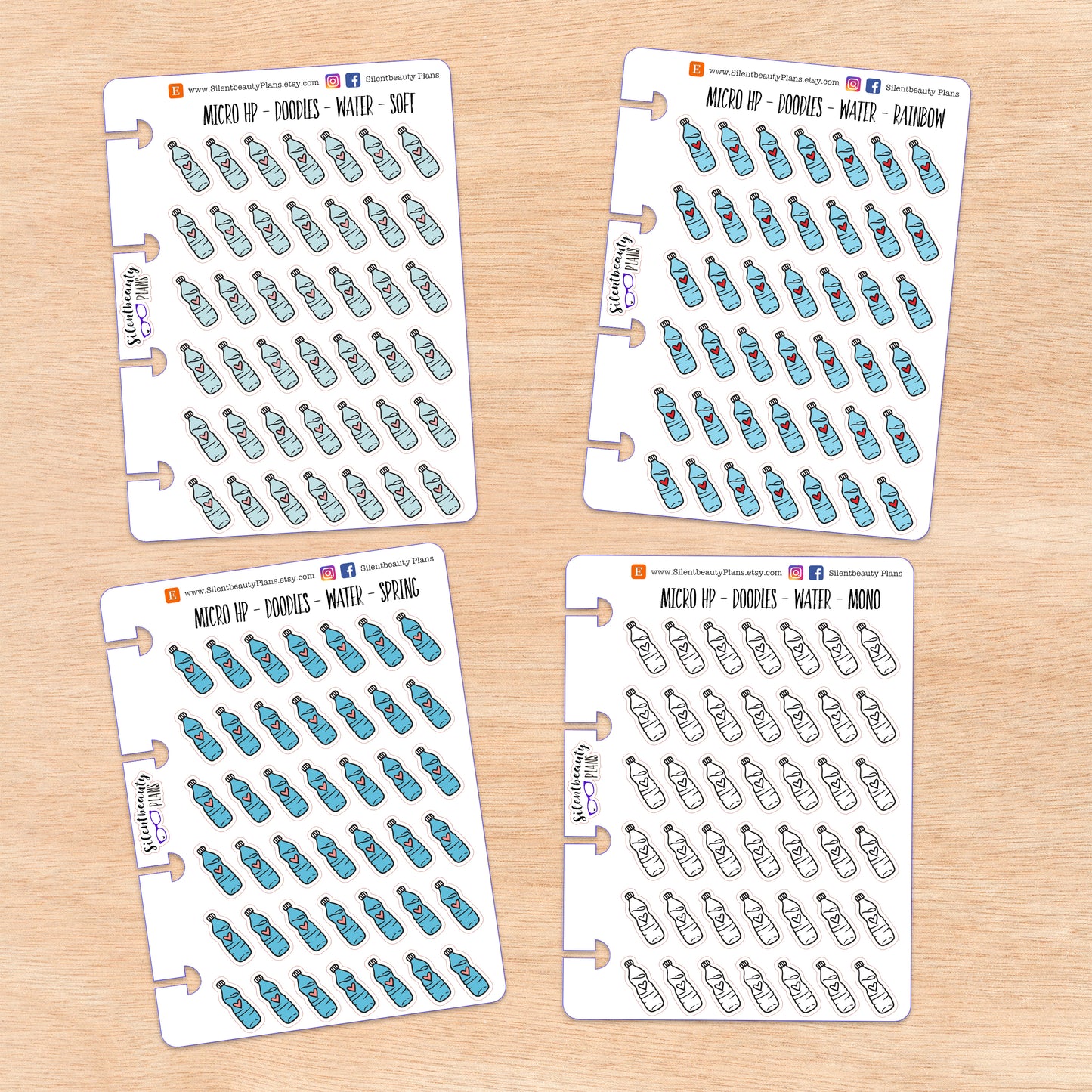 Doodle Water Bottle Stickers | 4 Colour Options | Micro Disc