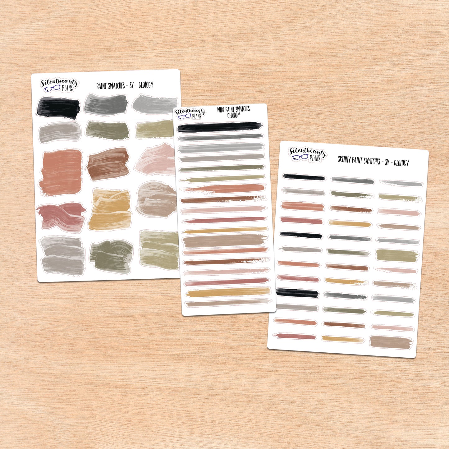 Geology Palette Paint Swatch Journaling Stickers | 3 Sheet Options