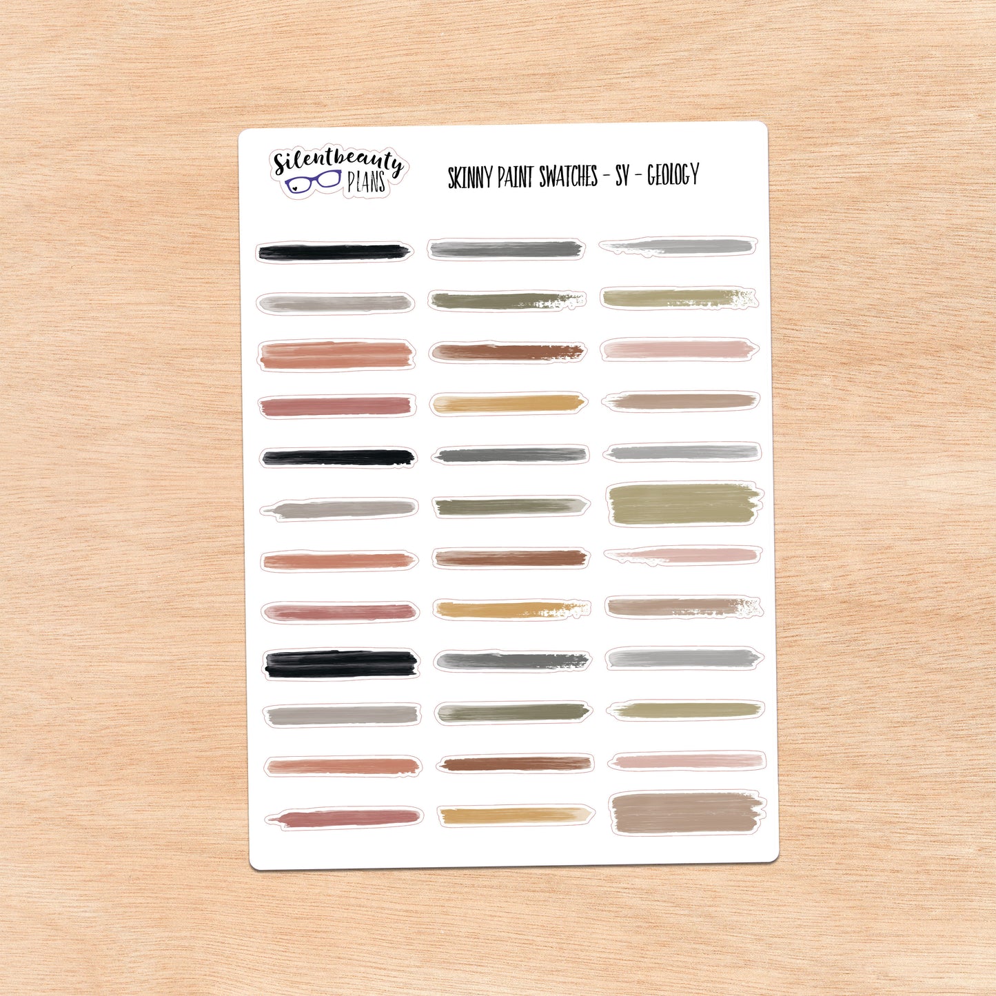 Geology Palette Paint Swatch Journaling Stickers | 3 Sheet Options