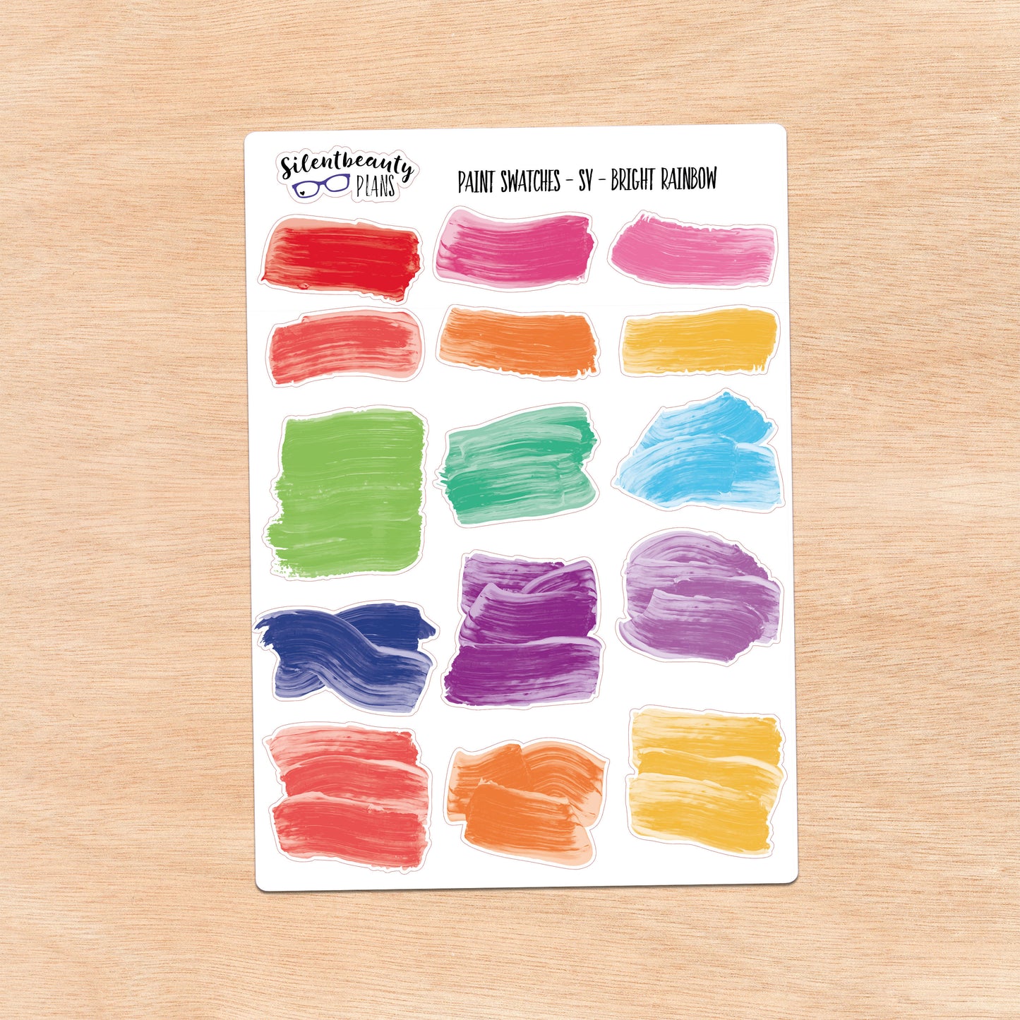 Bright Rainbow Palette Paint Swatch Journaling Stickers | 3 Sheet Options