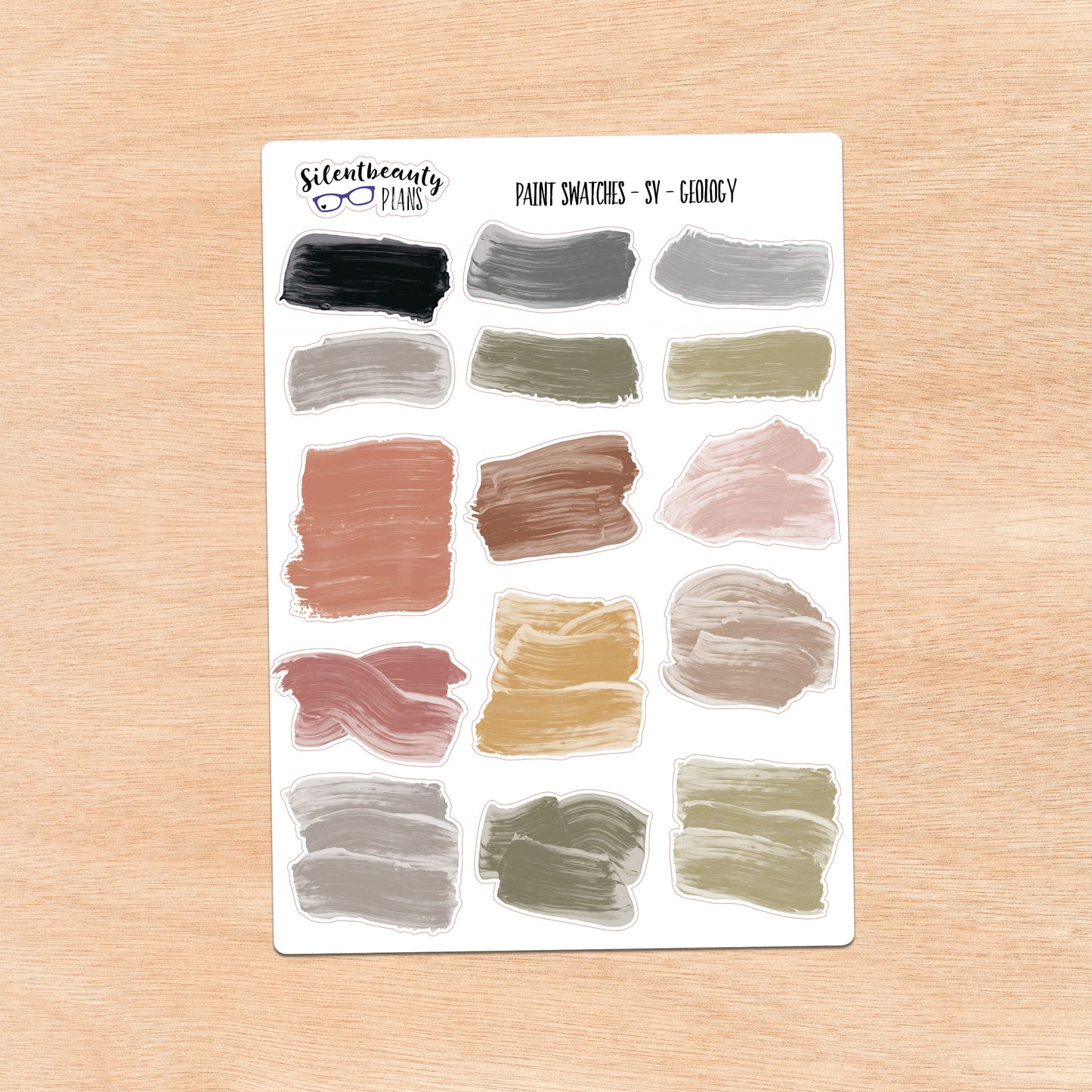 Geology Palette Paint Swatch Journaling Stickers | 3 Sheet Options