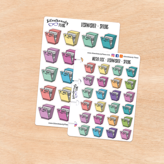 Dishwasher Icon Stickers | 2 Sizes | 4 Colour Options
