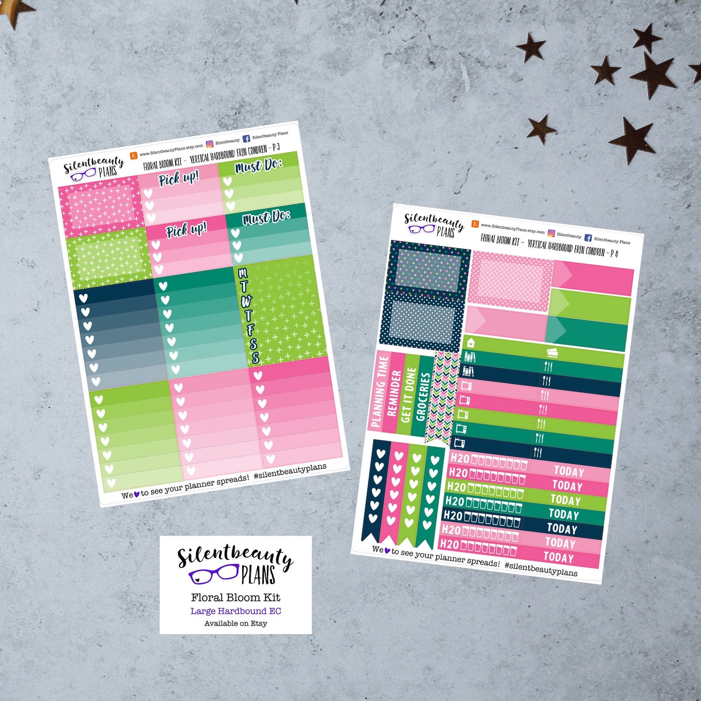 Floral Bloom Sticker Kit - Large Hardbound Erin Condren Life Planner, Vertical, Planner Stickers, UK
