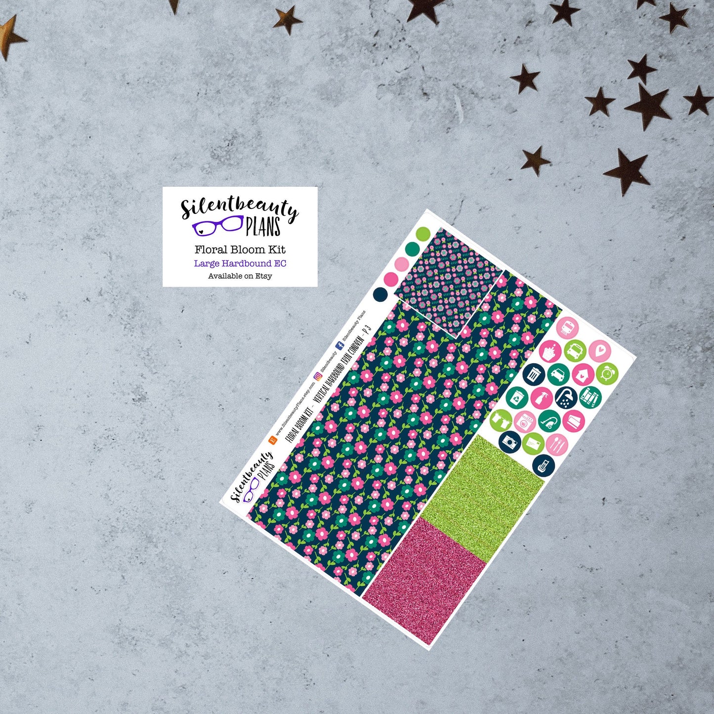 Floral Bloom Sticker Kit - Large Hardbound Erin Condren Life Planner, Vertical, Planner Stickers, UK