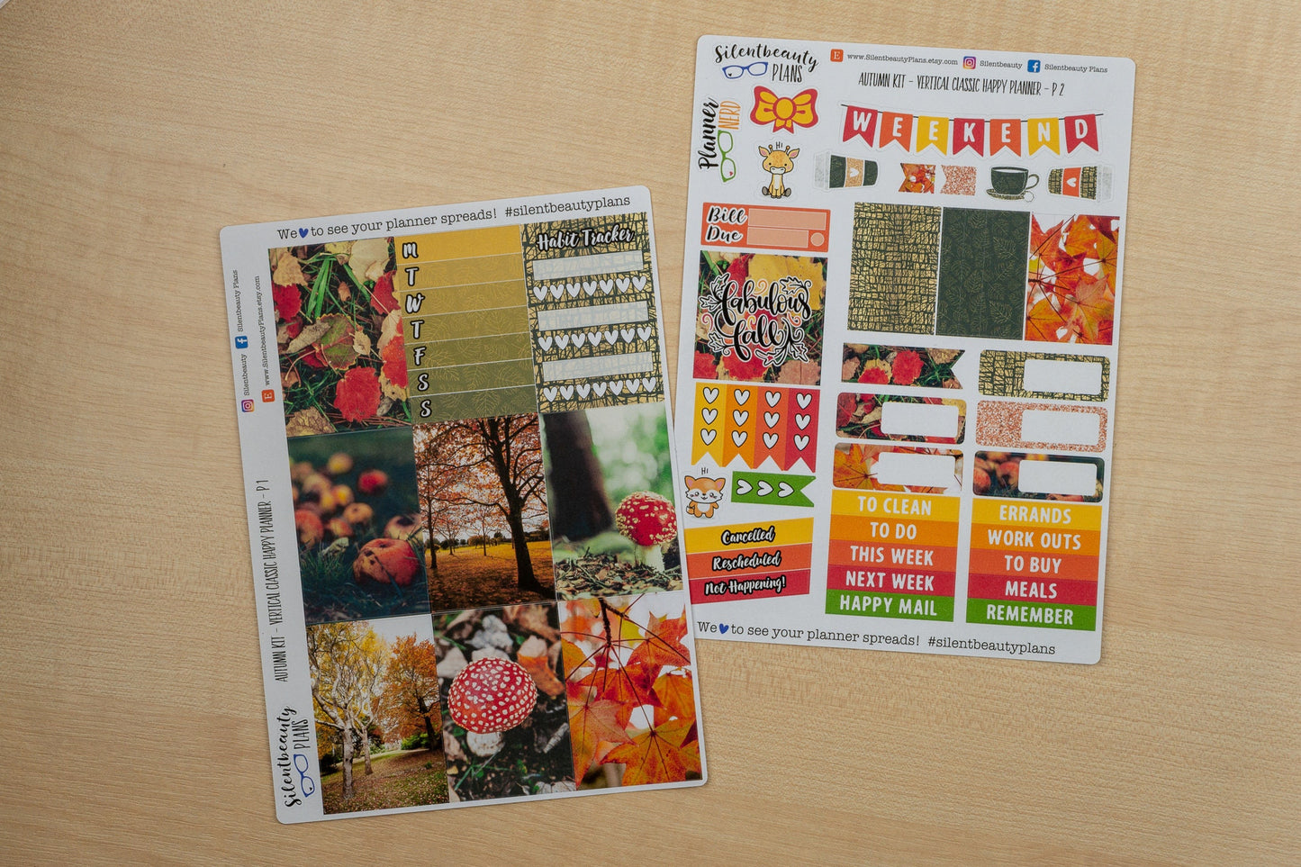 Autumn Photo Sticker Kit - Classic Happy Planner, Vertical, Planner Stickers, UK
