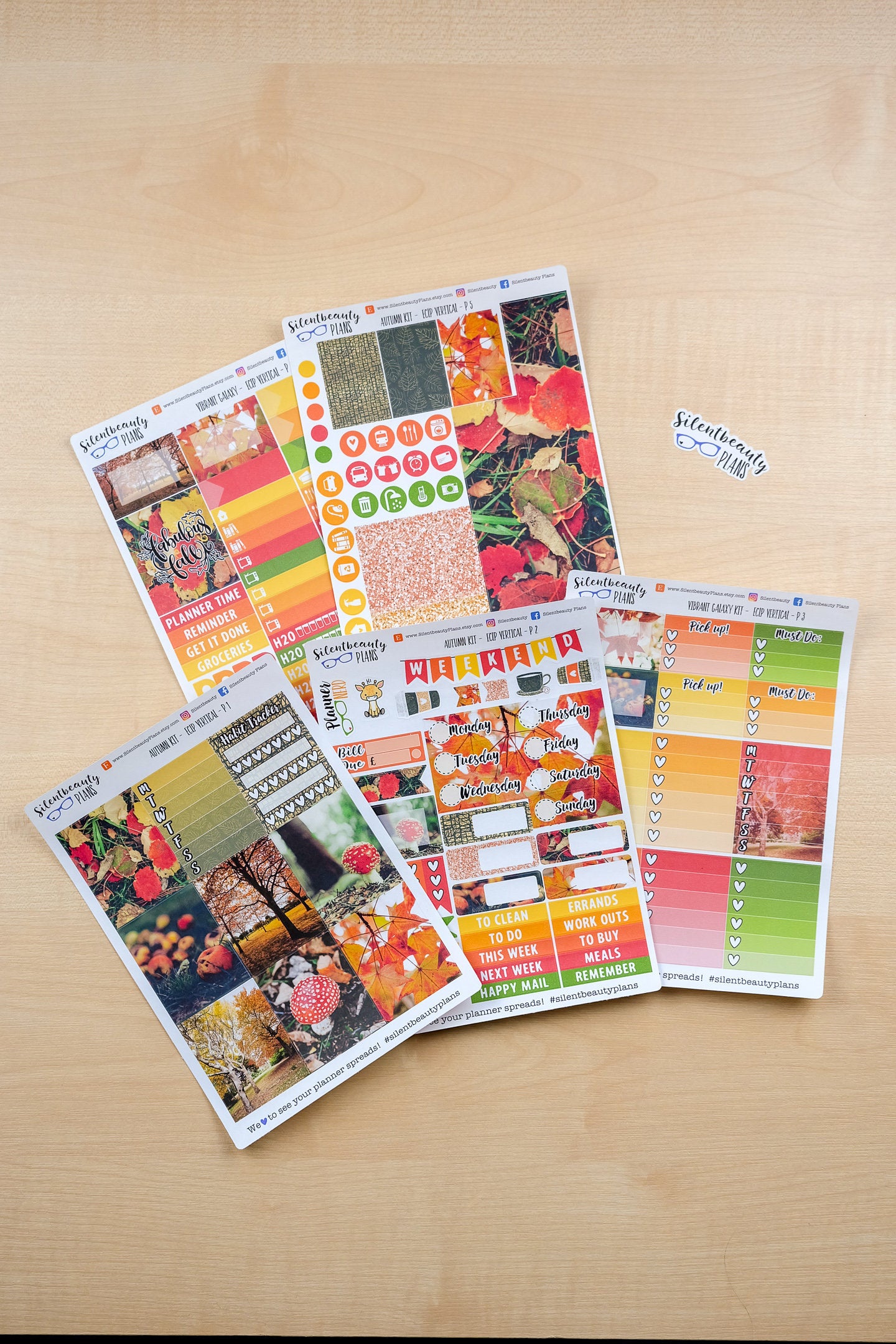 Autumn Photo Weekly Sticker Kit - Standard Vertical, Vertical, Planner Stickers, UK