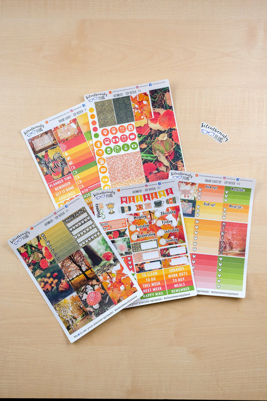 Autumn Photo Weekly Sticker Kit - Standard Vertical, Vertical, Planner Stickers, UK