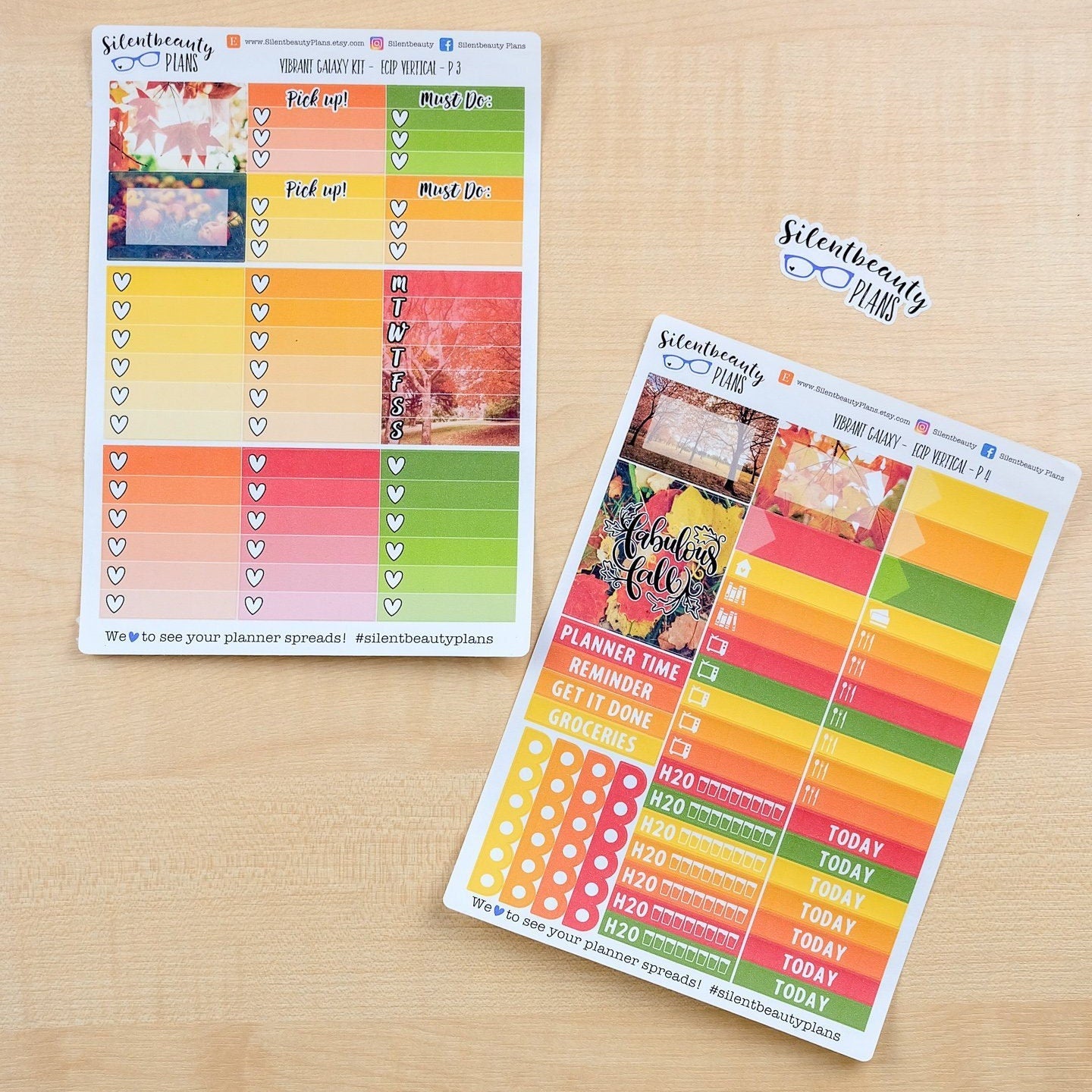 Autumn Photo Weekly Sticker Kit - Standard Vertical, Vertical, Planner Stickers, UK