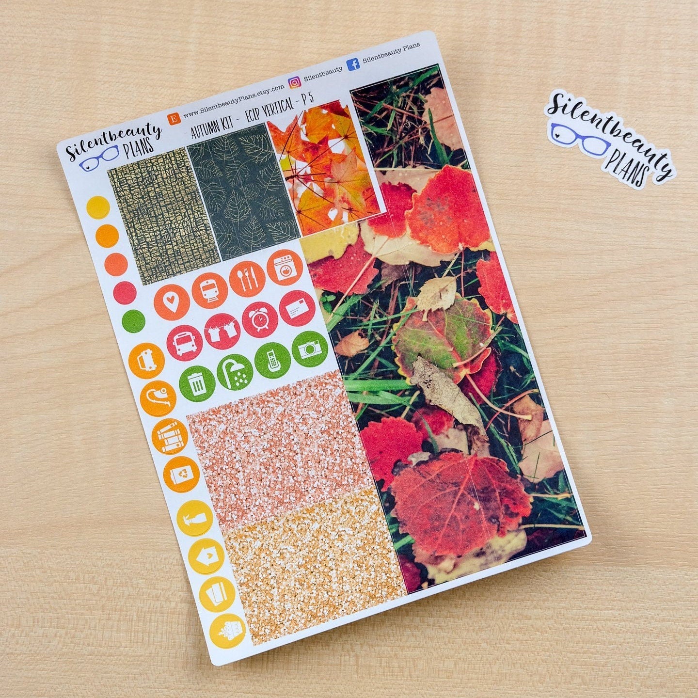 Autumn Photo Weekly Sticker Kit - Standard Vertical, Vertical, Planner Stickers, UK