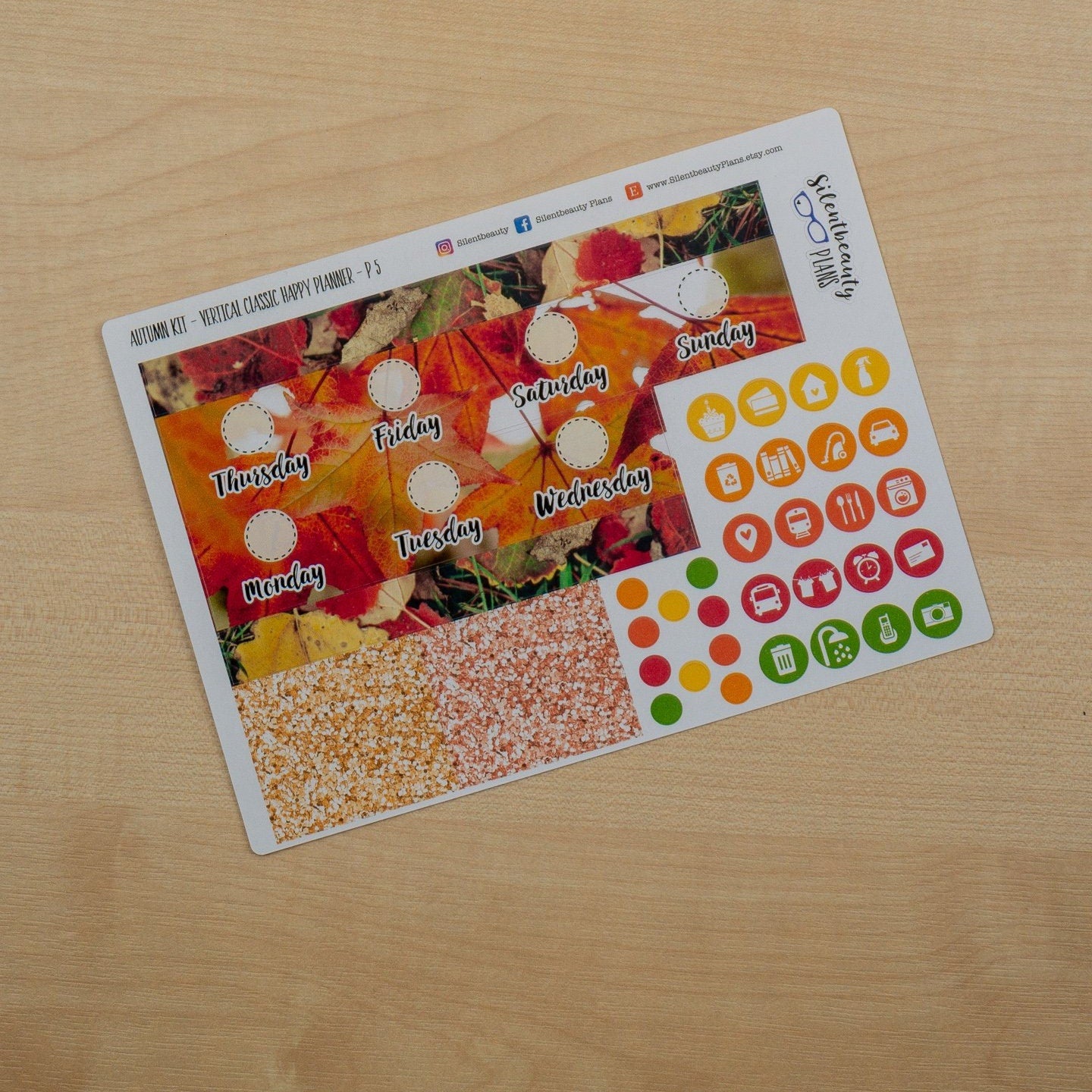 Autumn Photo Sticker Kit - Classic Happy Planner, Vertical, Planner Stickers, UK