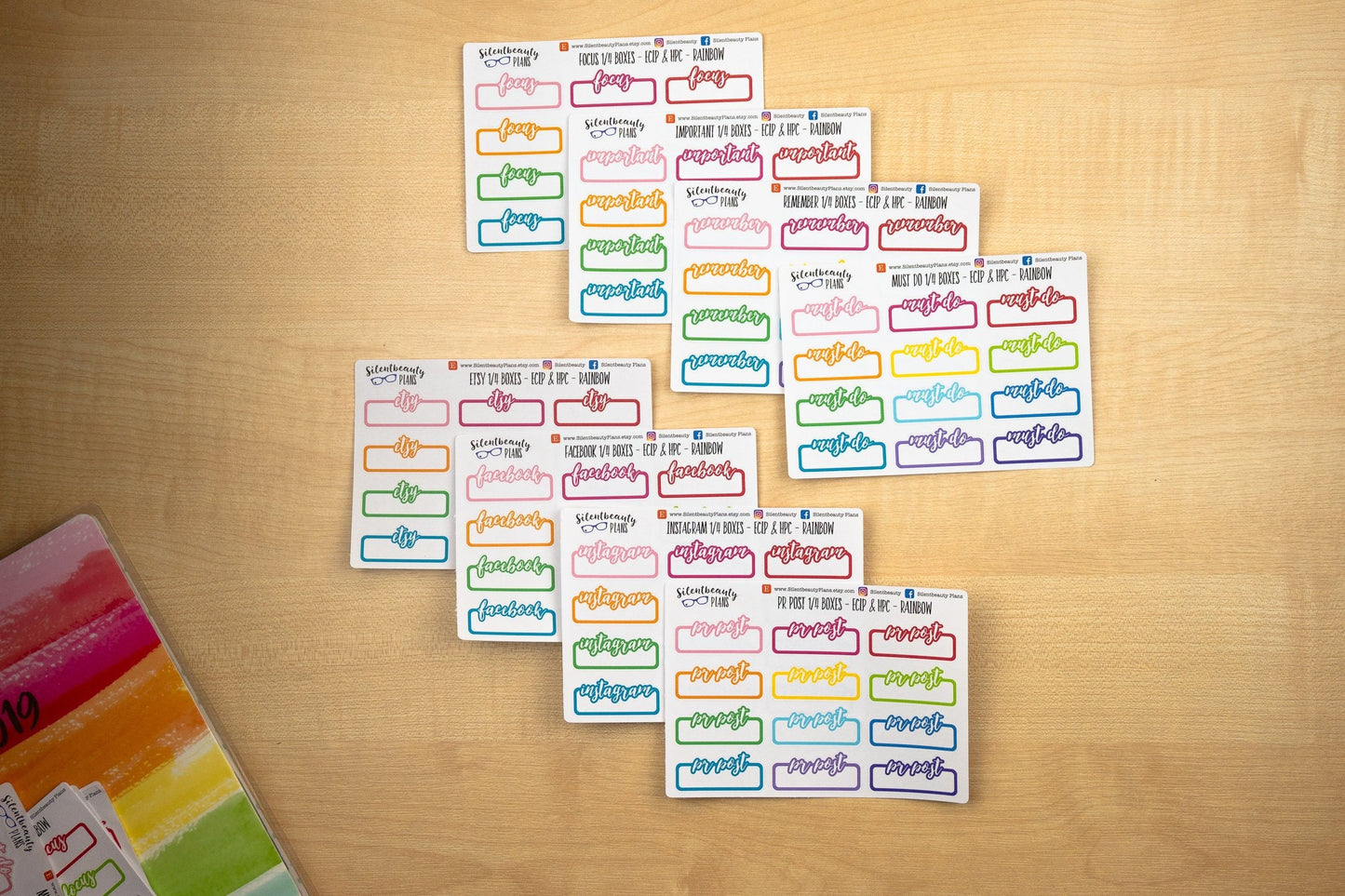 Script Text Quarter Box Planner Stickers - Focus Important Must Do Remember Etsy Facebook Instagram PR Post - Stickers UK