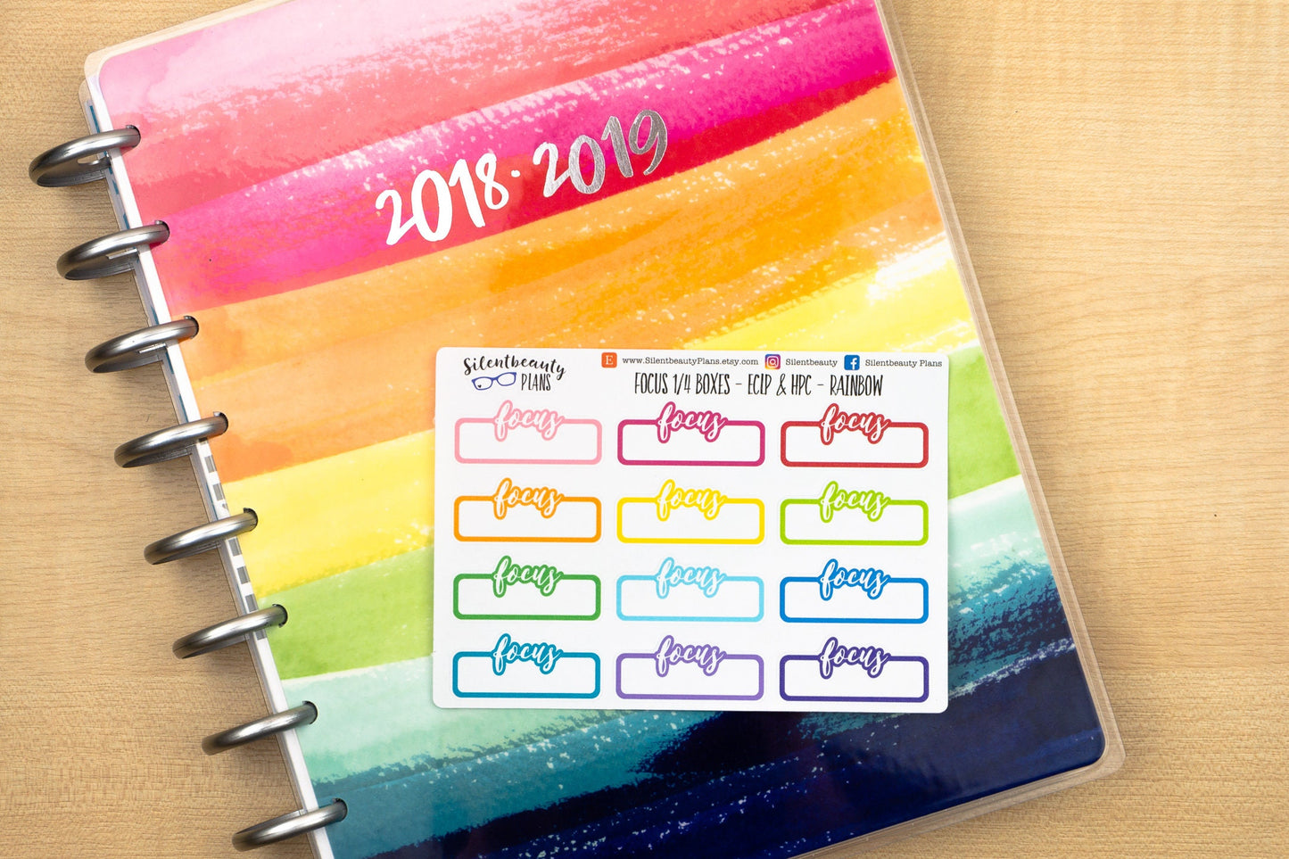 Script Text Quarter Box Planner Stickers - Focus Important Must Do Remember Etsy Facebook Instagram PR Post - Stickers UK