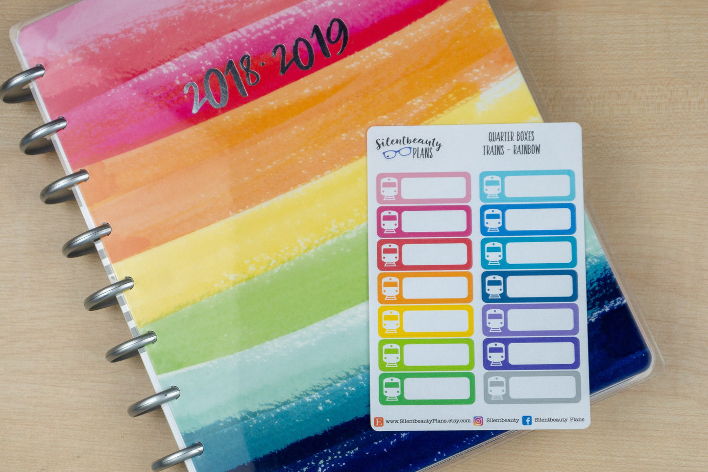 Colourful Train Stickers - Quarter Boxes - Erin Condren, Happy Planner, Vertical, Planner Stickers, UK