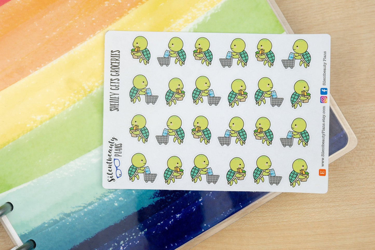 Shelley the Sea Turtle Gets Groceries - Cute Turtle Stickers