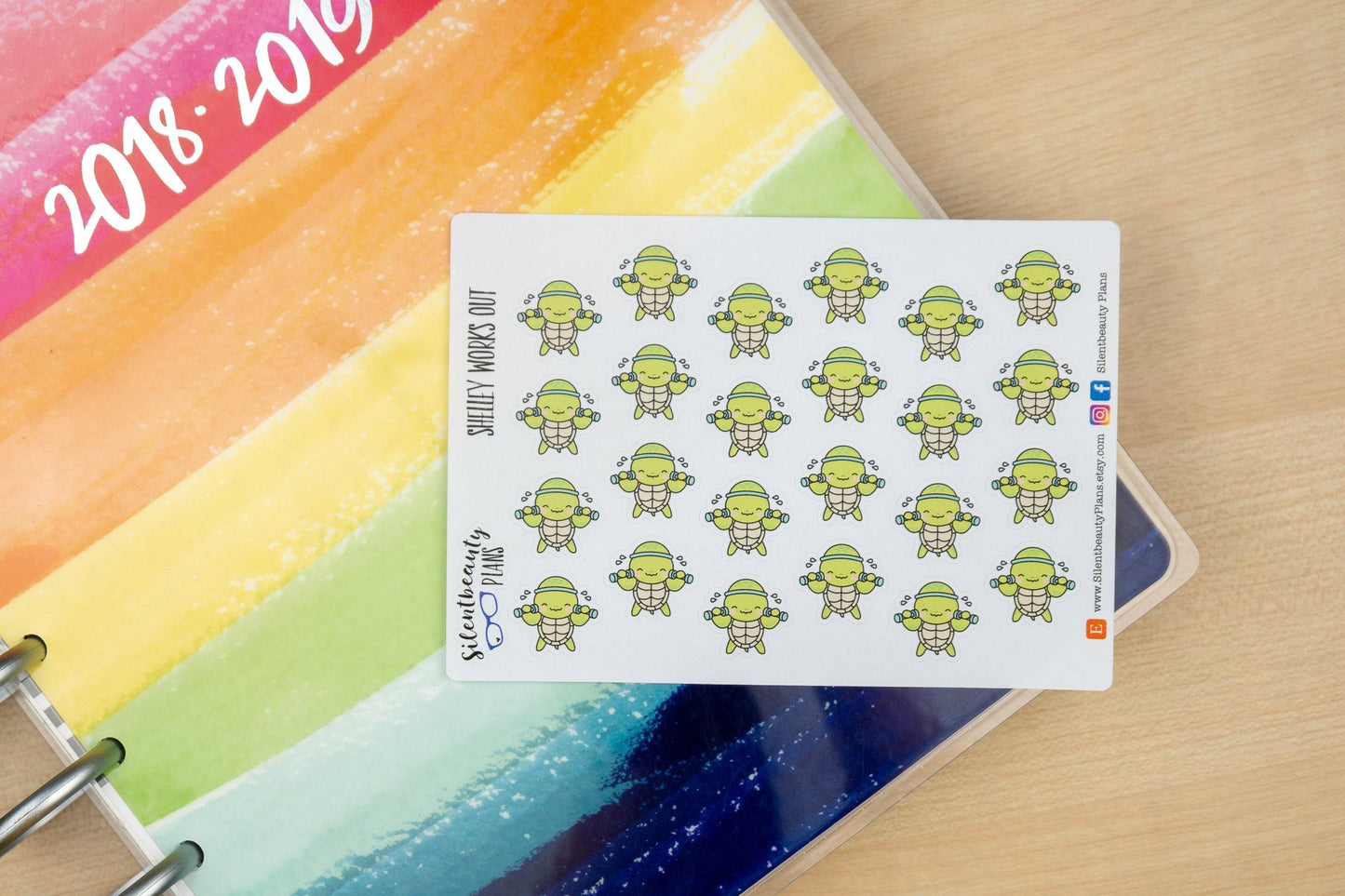 Shelley the Sea Turtle Works Out - Cute Turtle Stickers