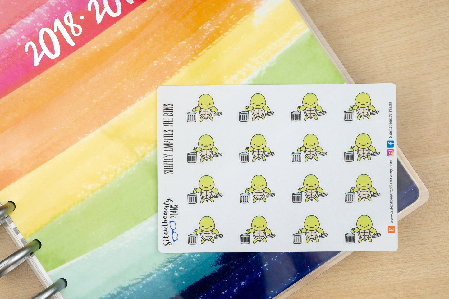 Shelley the Sea Turtle Empties the Bins - Cute Turtle Stickers