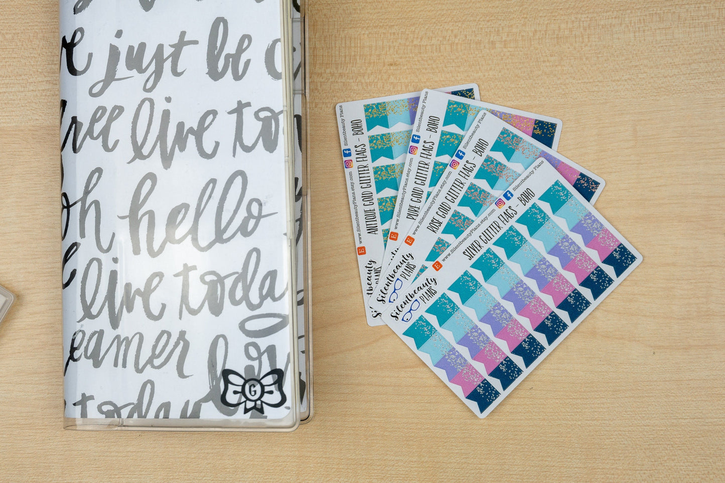 Glittery Page Flags - 35 Stickers - 4 Glitter Options - 3 Colour Options - Hobonichi Weeks, Planner Stickers, UK