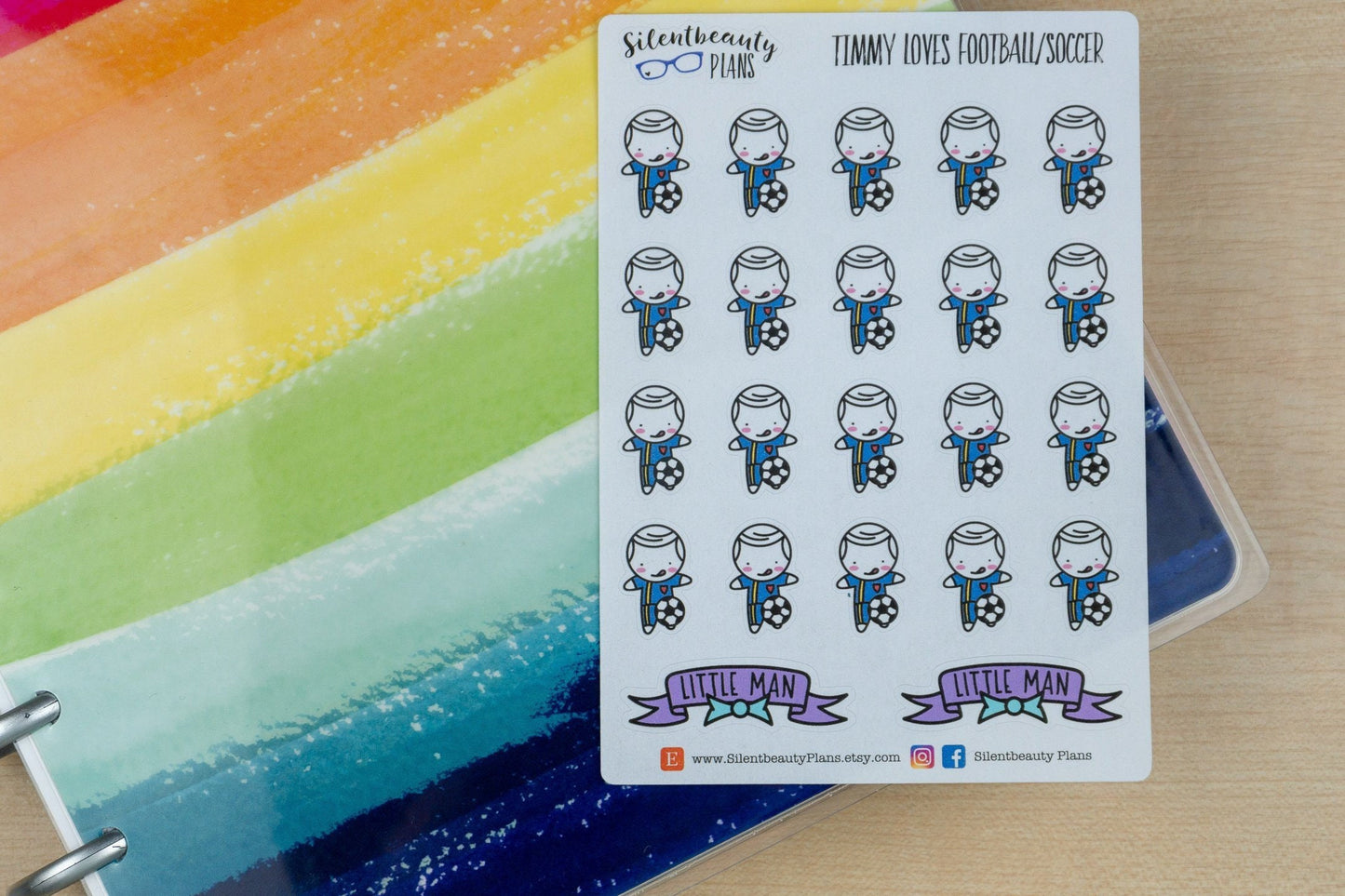 Timmy loves Footoball - Cute Boy Stickers