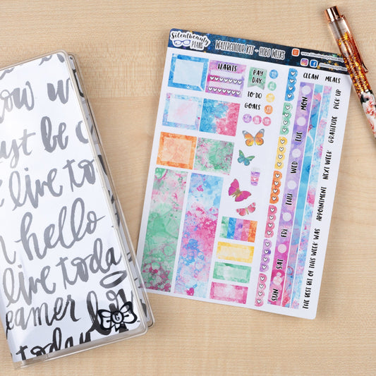 Watercolour Weekly Kit - Hobonichi Weeks, Planner Stickers, UK