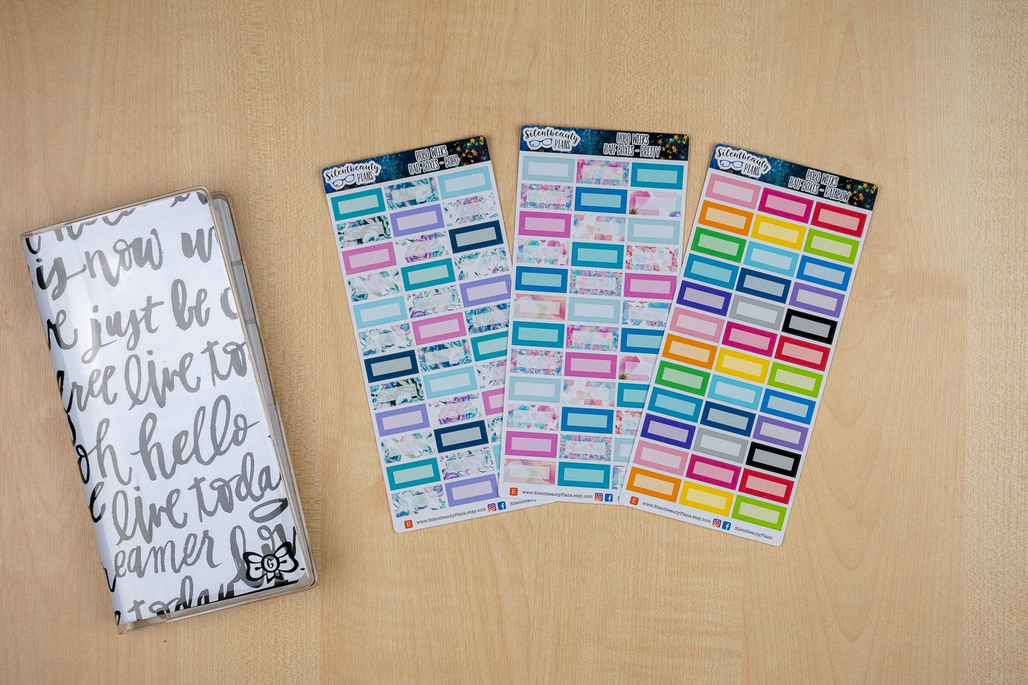 Half Boxes - 3 Colour Palettes - Hobonichi Weeks, Planner Stickers, UK