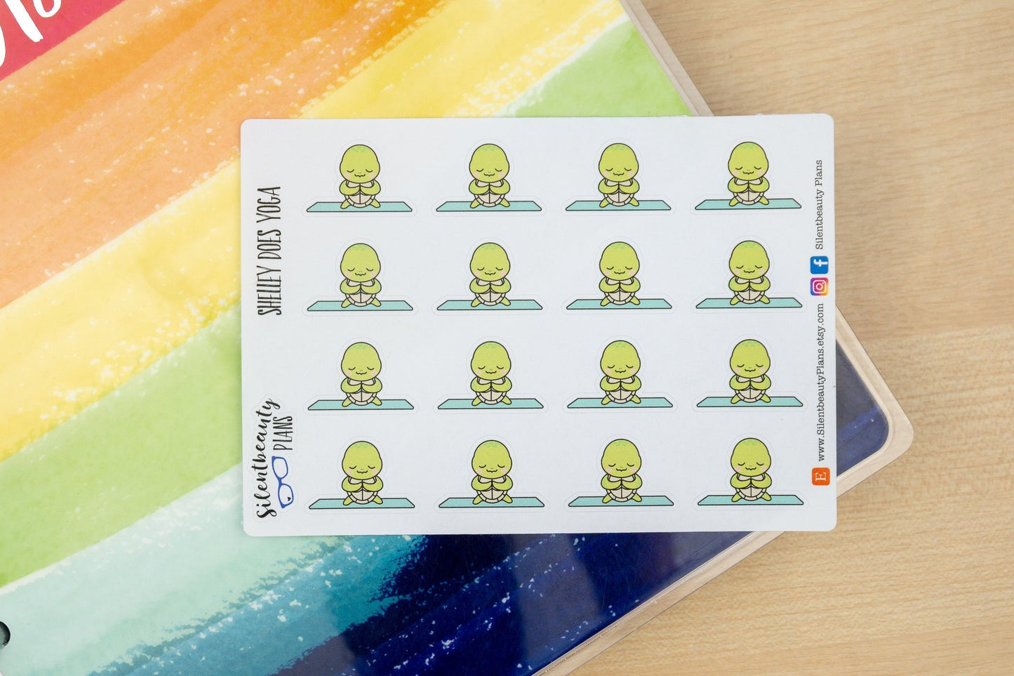Shelly the Sea Turtle does Yoga - Cute Turtle Stickers