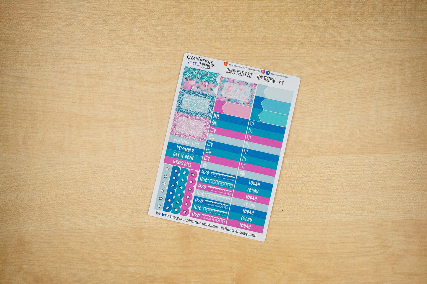Simply Pretty Sticker Kit - Standard Vertical, Vertical, Planner Stickers, UK