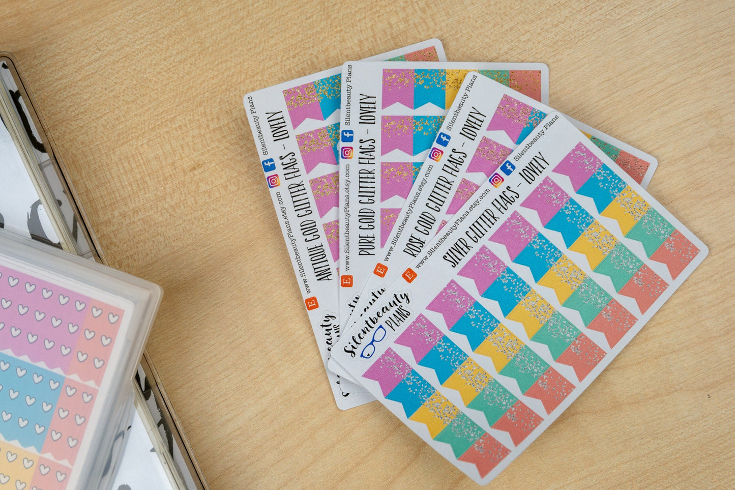 Glittery Page Flags - 35 Stickers - 4 Glitter Options - 3 Colour Options - Hobonichi Weeks, Planner Stickers, UK