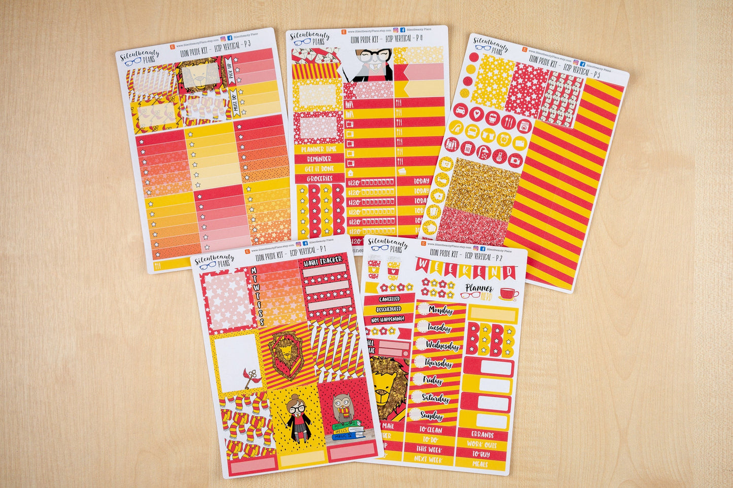 Lion Pride Sticker Kit - Standard Vertical, Vertical, Planner Stickers, UK