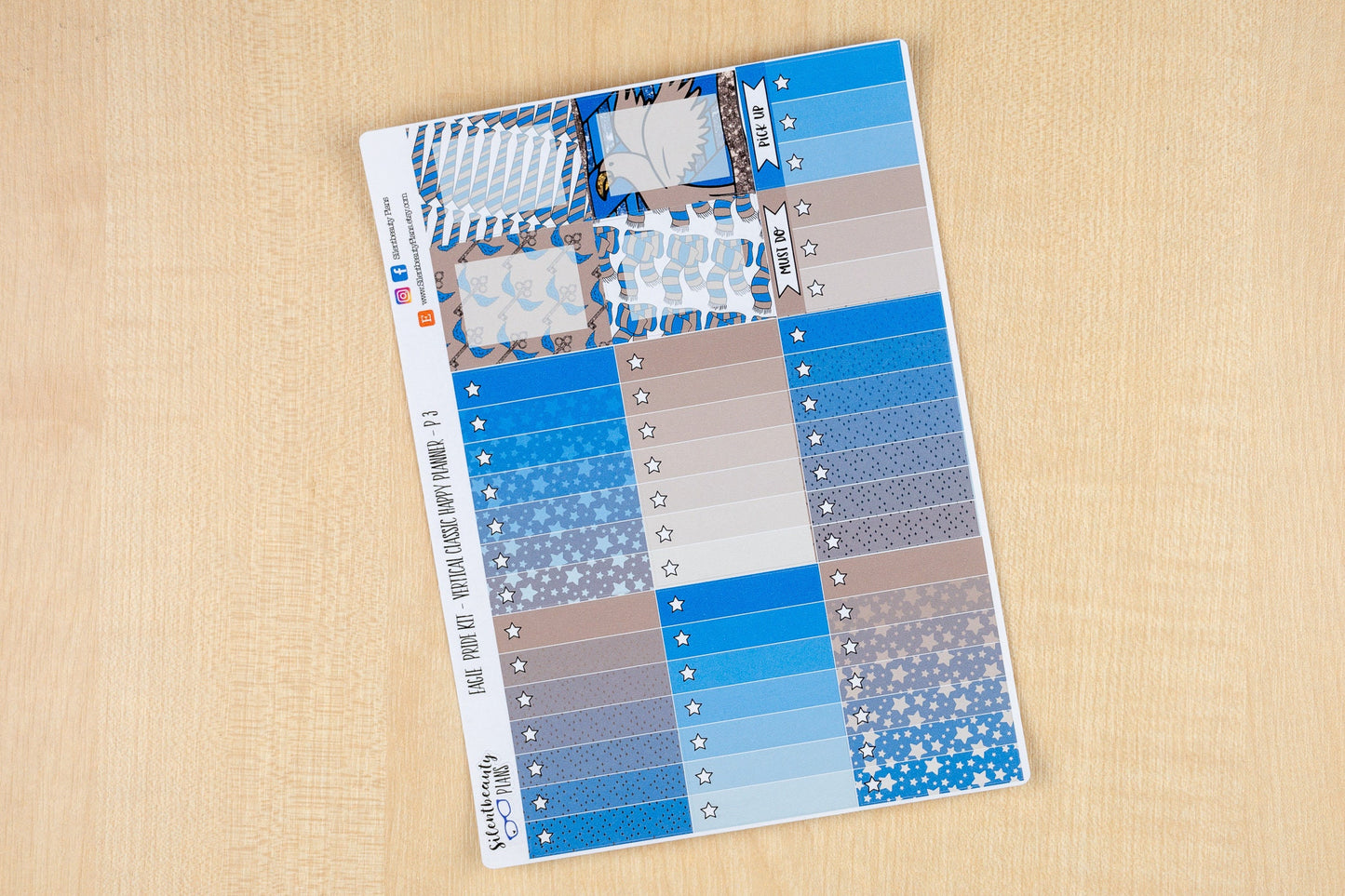 Eagle Pride Weekly Sticker Kit - Classic Happy Planner, Vertical, Planner Stickers, UK