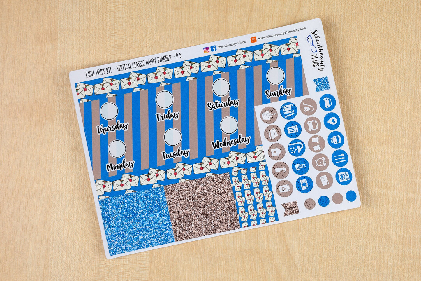 Eagle Pride Weekly Sticker Kit - Classic Happy Planner, Vertical, Planner Stickers, UK