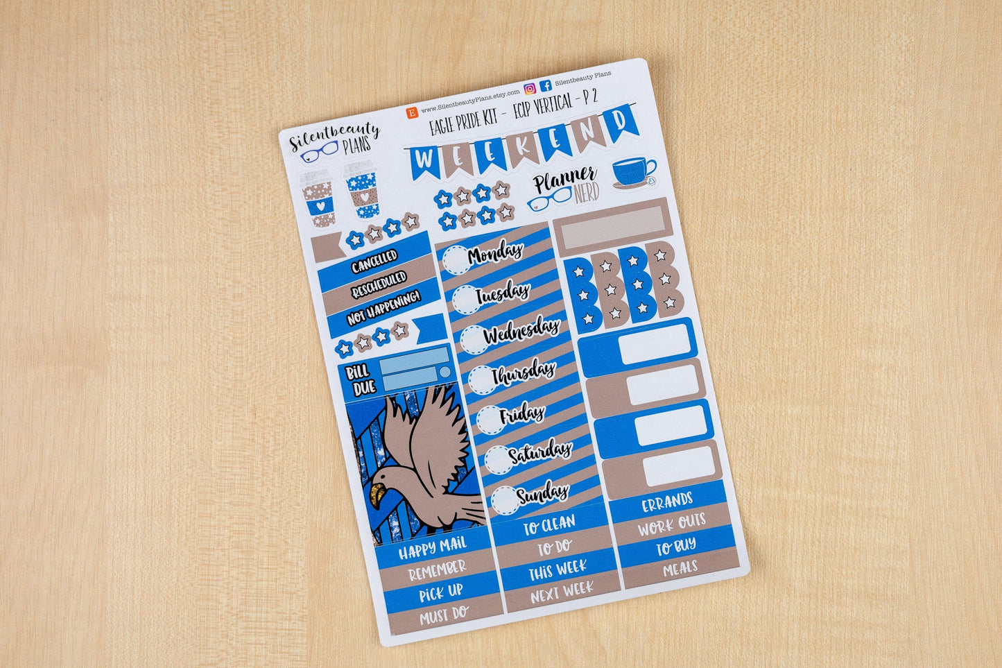 Eagle Pride Sticker Kit - Standard Vertical, Vertical, Planner Stickers, UK