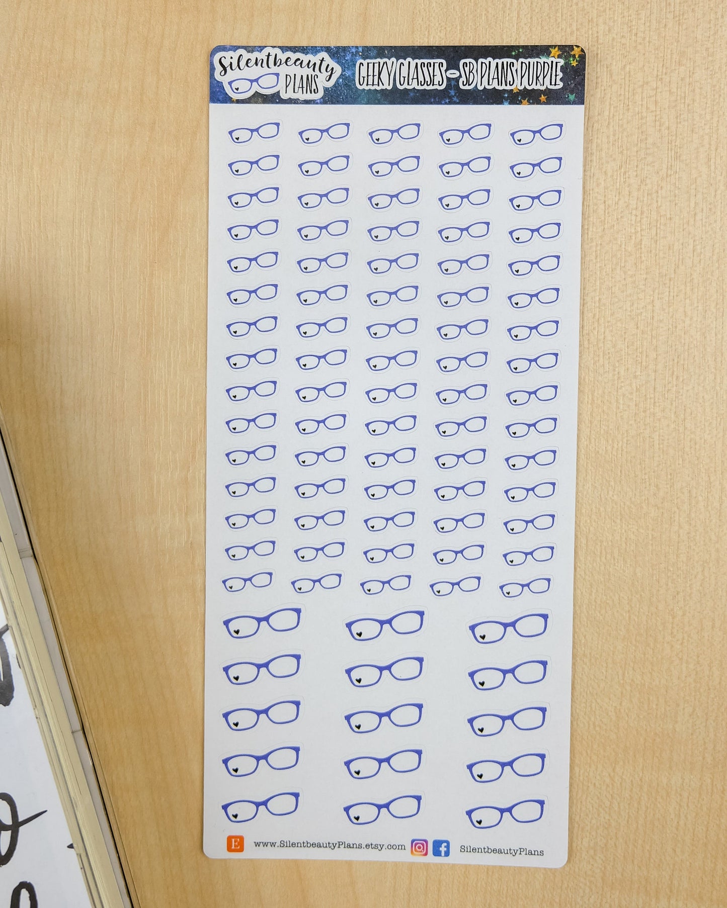 Geeky Glasses - 2 Sheet Options - Hobonichi Weeks, Planner Stickers, UK