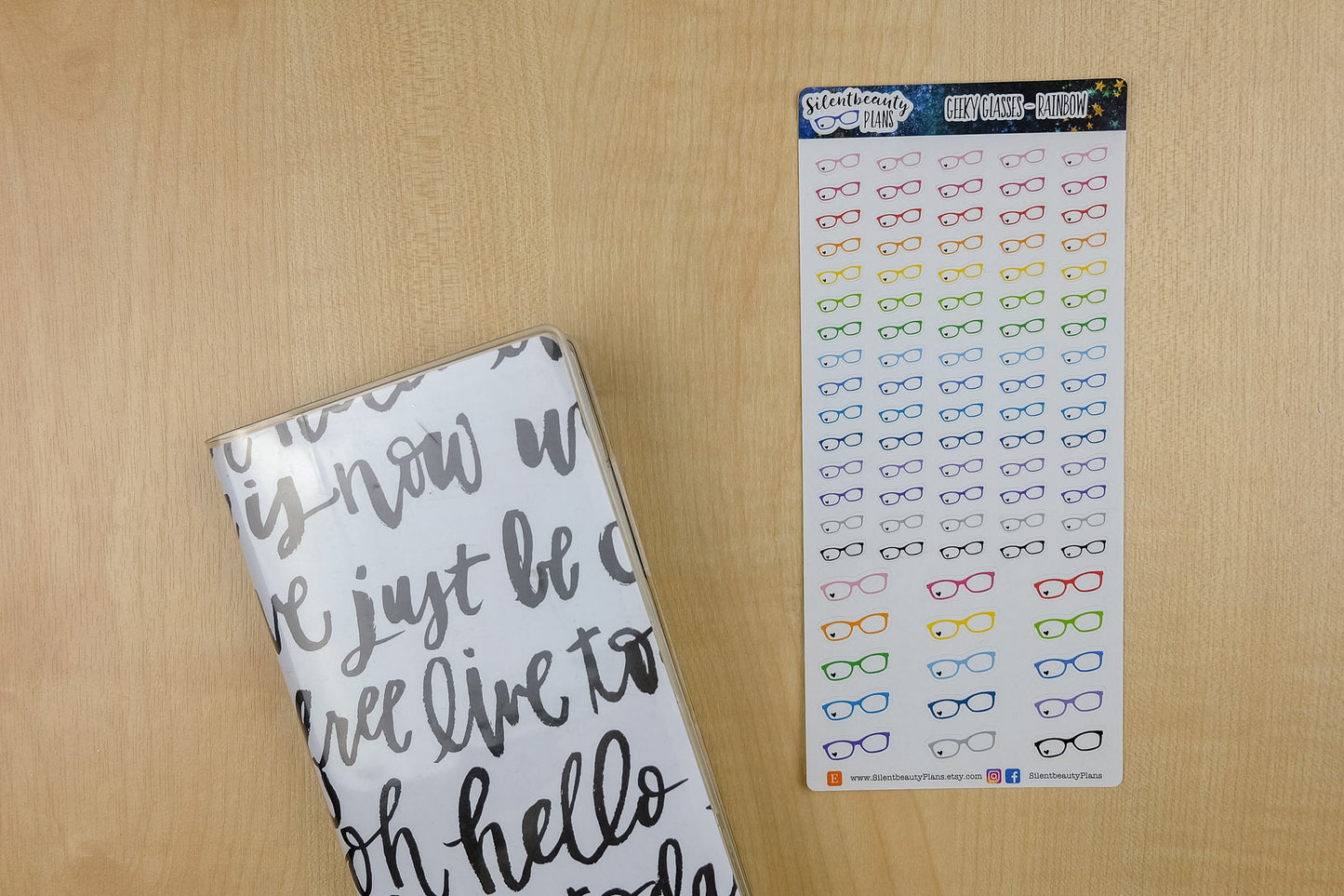 Geeky Glasses - 2 Sheet Options - Hobonichi Weeks, Planner Stickers, UK