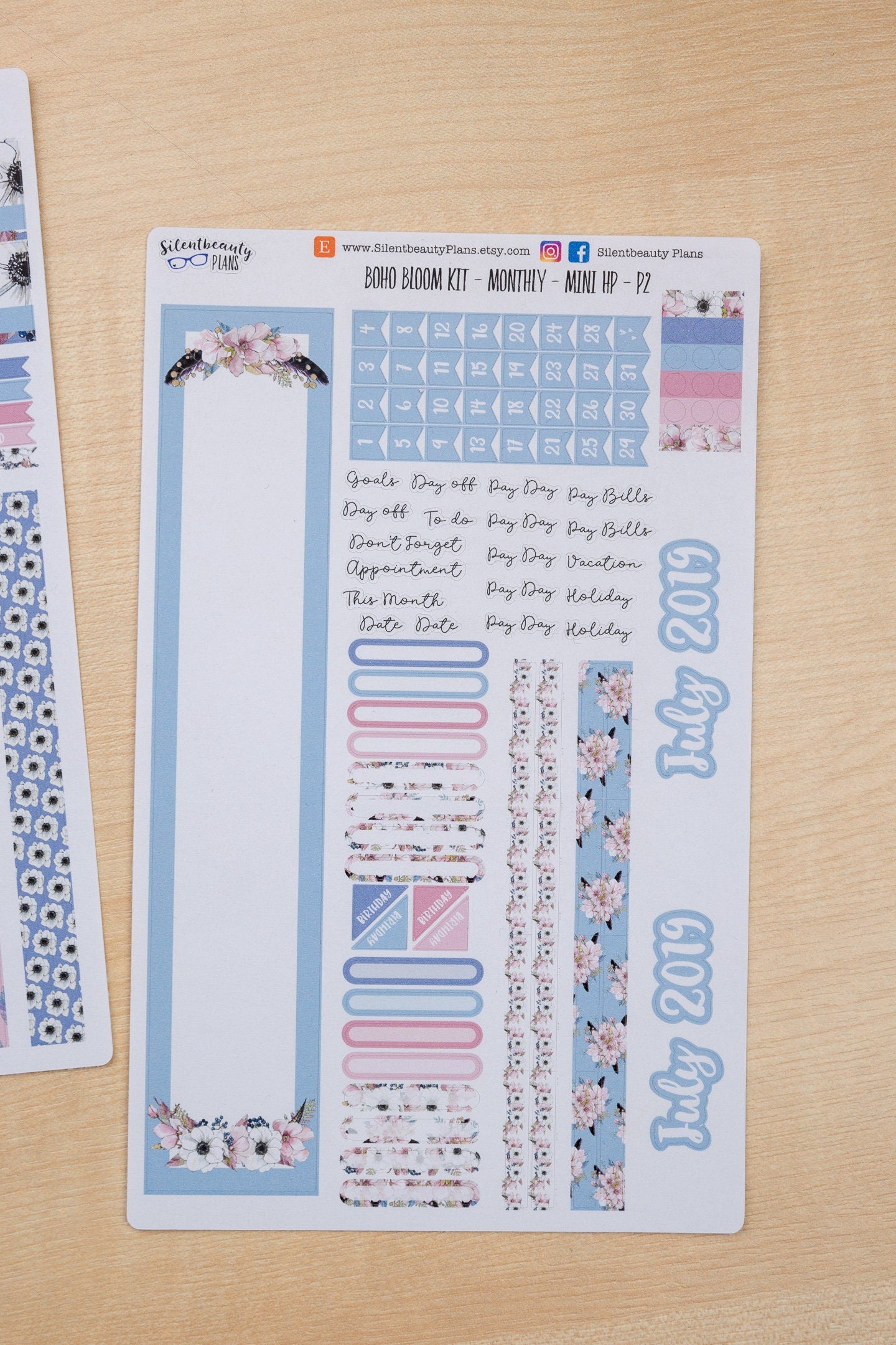 Blush Bloom Monthly Kit - Mini Happy Planner | Choose your Month - Planner Stickers, UK