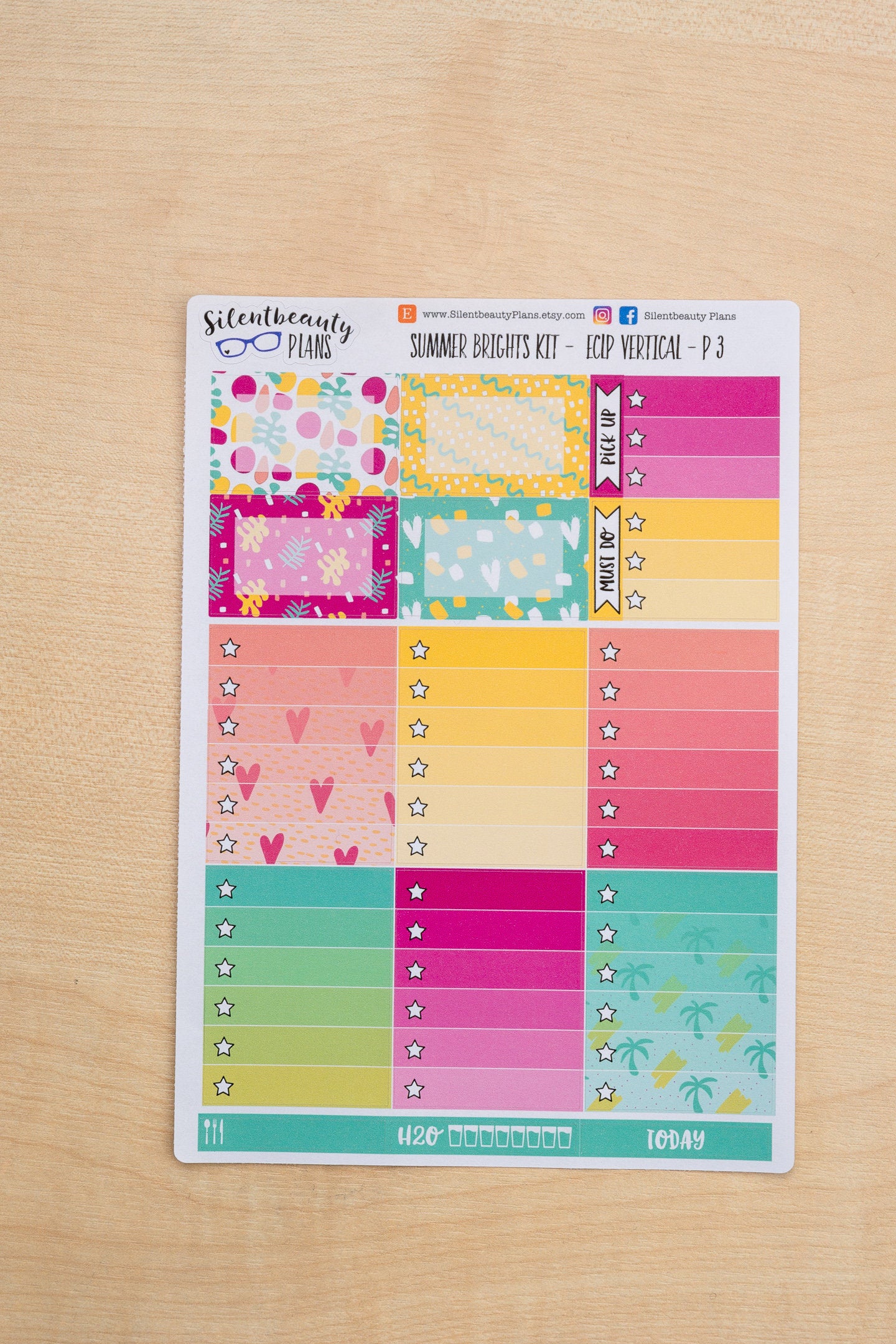 Summer Brights Sticker Kit - Standard Vertical Life Planner, Vertical Planner, Weekly Sticker Kit, Planner Stickers, UK