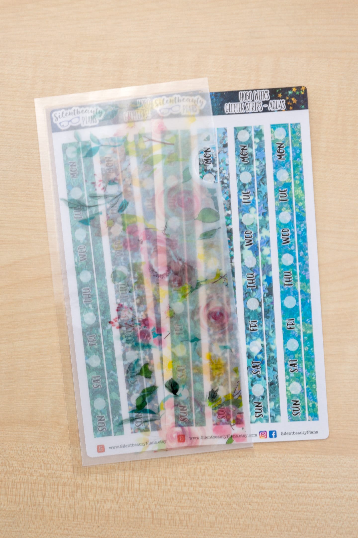 Whisper or Rainbow Scribbles Sticker Stash Vellum Pouch | Hobo Weeks Sticker Storage | Silentbeauty Plans | UK