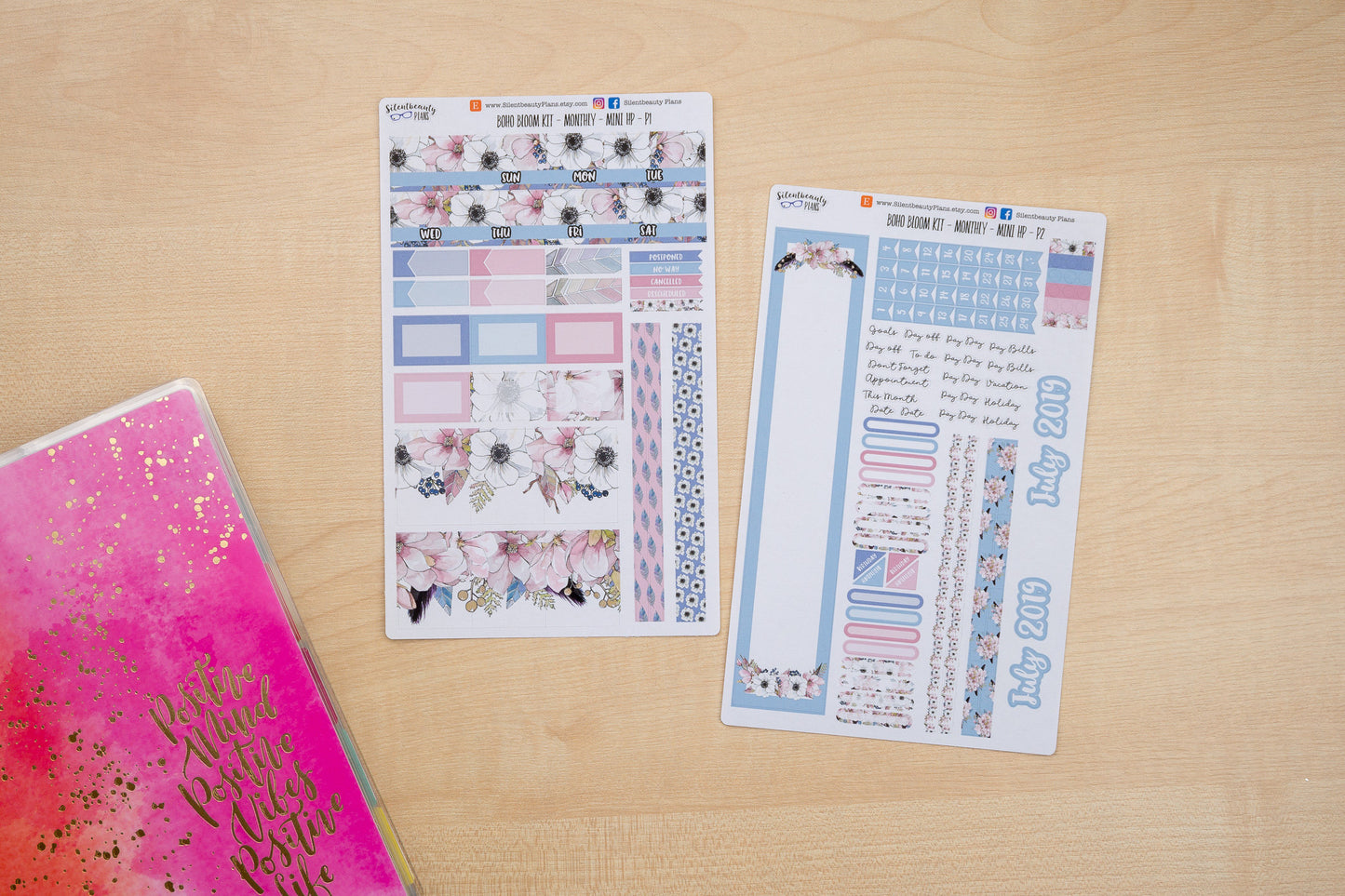 Blush Bloom Monthly Kit - Mini Happy Planner | Choose your Month - Planner Stickers, UK
