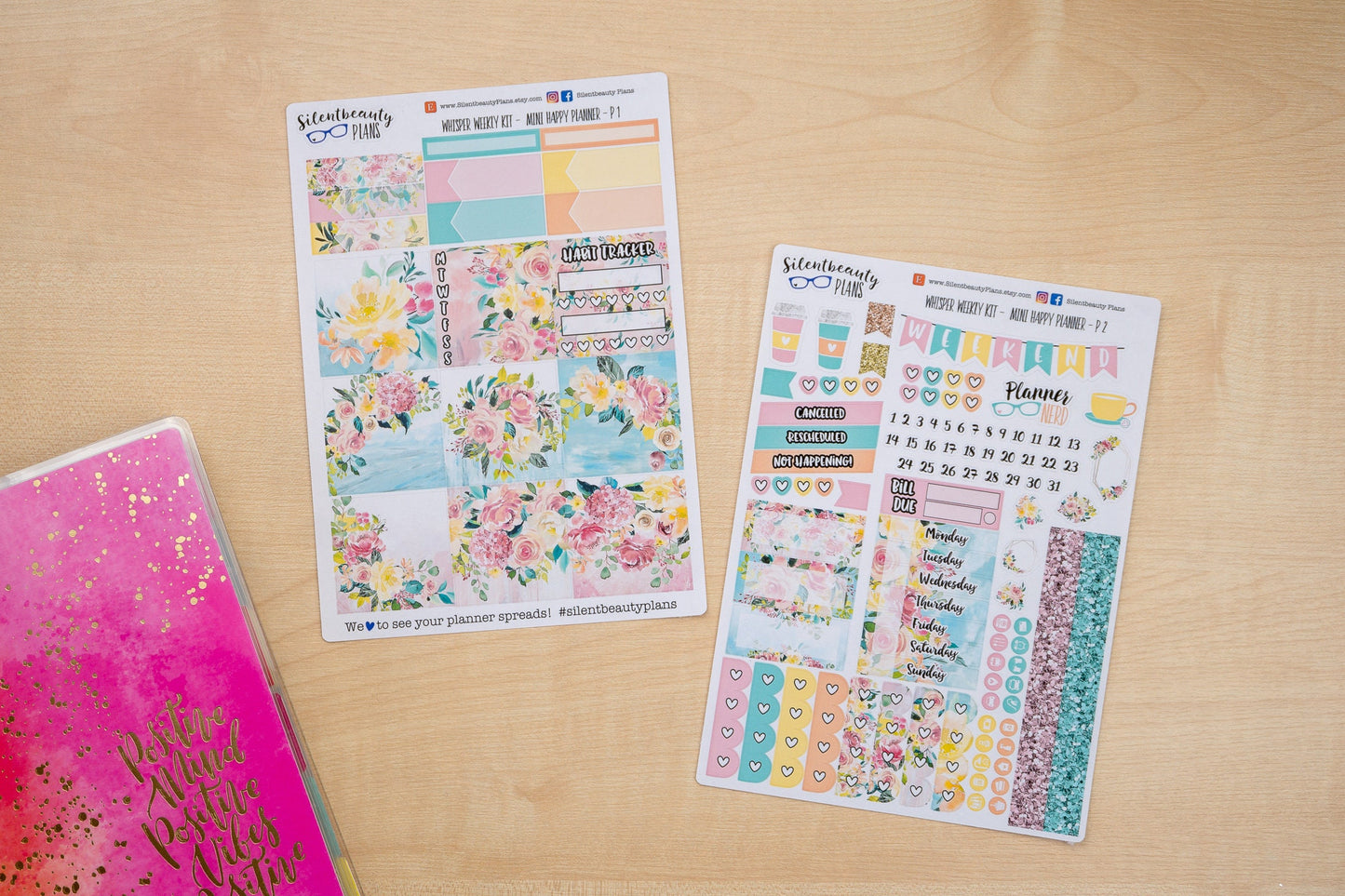 Whisper Weekly Kit - Mini Happy Planner, Planner Stickers, UK