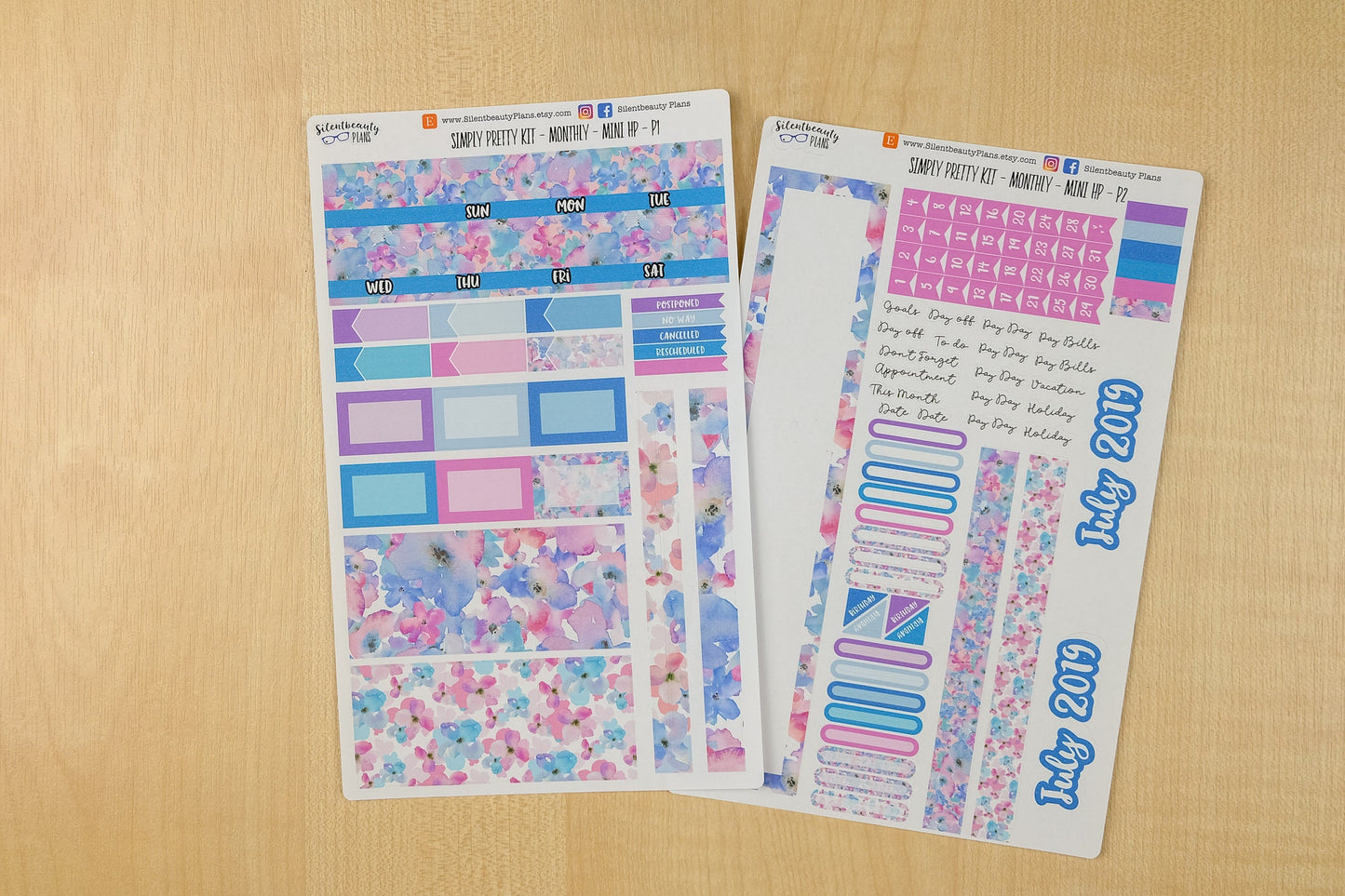 Simply Pretty Monthly Kit - Mini Happy Planner | Choose your Month - Planner Stickers, UK