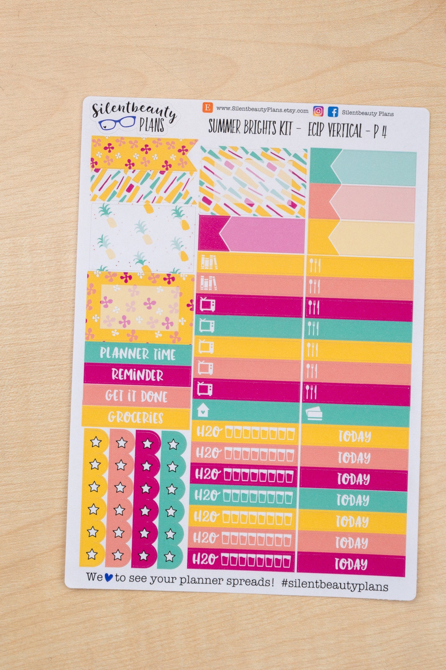 Summer Brights Sticker Kit - Standard Vertical Life Planner, Vertical Planner, Weekly Sticker Kit, Planner Stickers, UK
