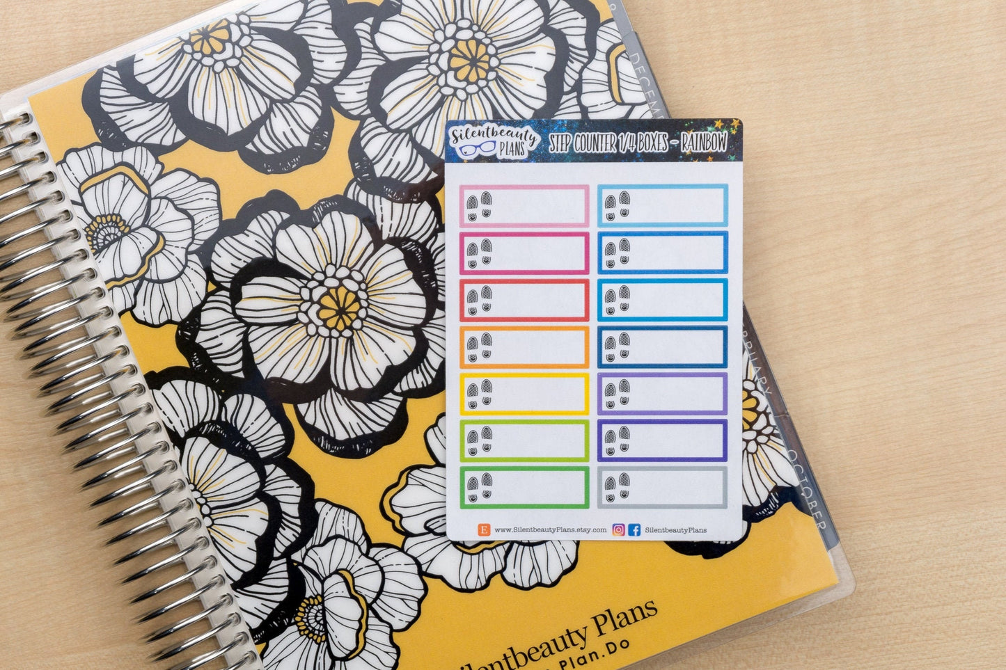 Colourful Step Count Stickers - Walking - Hiking - Quarter Boxes